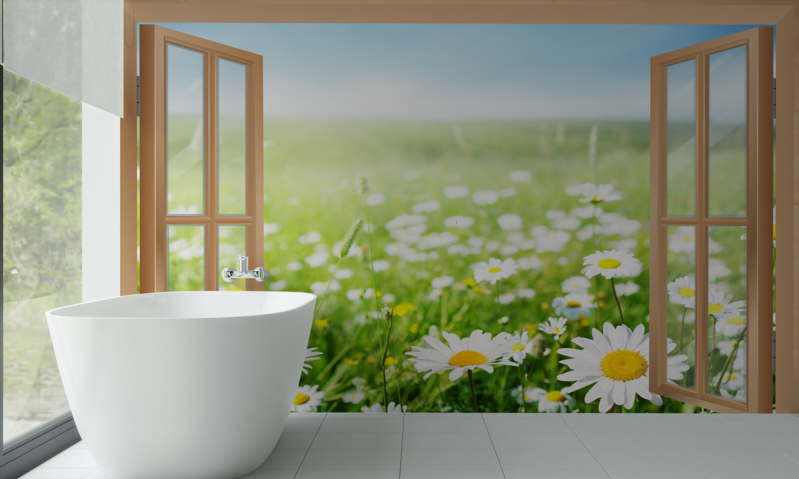 Fototapet panorama unui câmp de mușețel