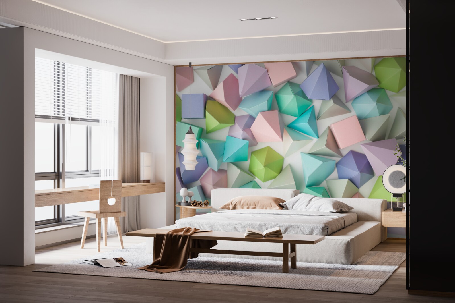 Fototapet figuri volumetrice în diferite culori și forme