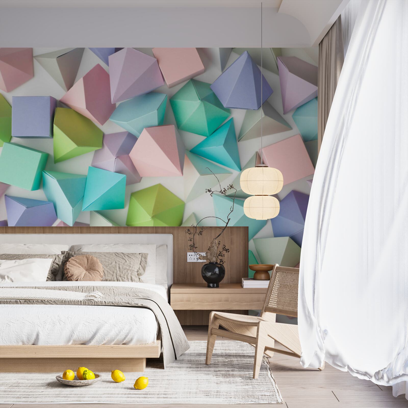 Fototapet figuri volumetrice în diferite culori și forme