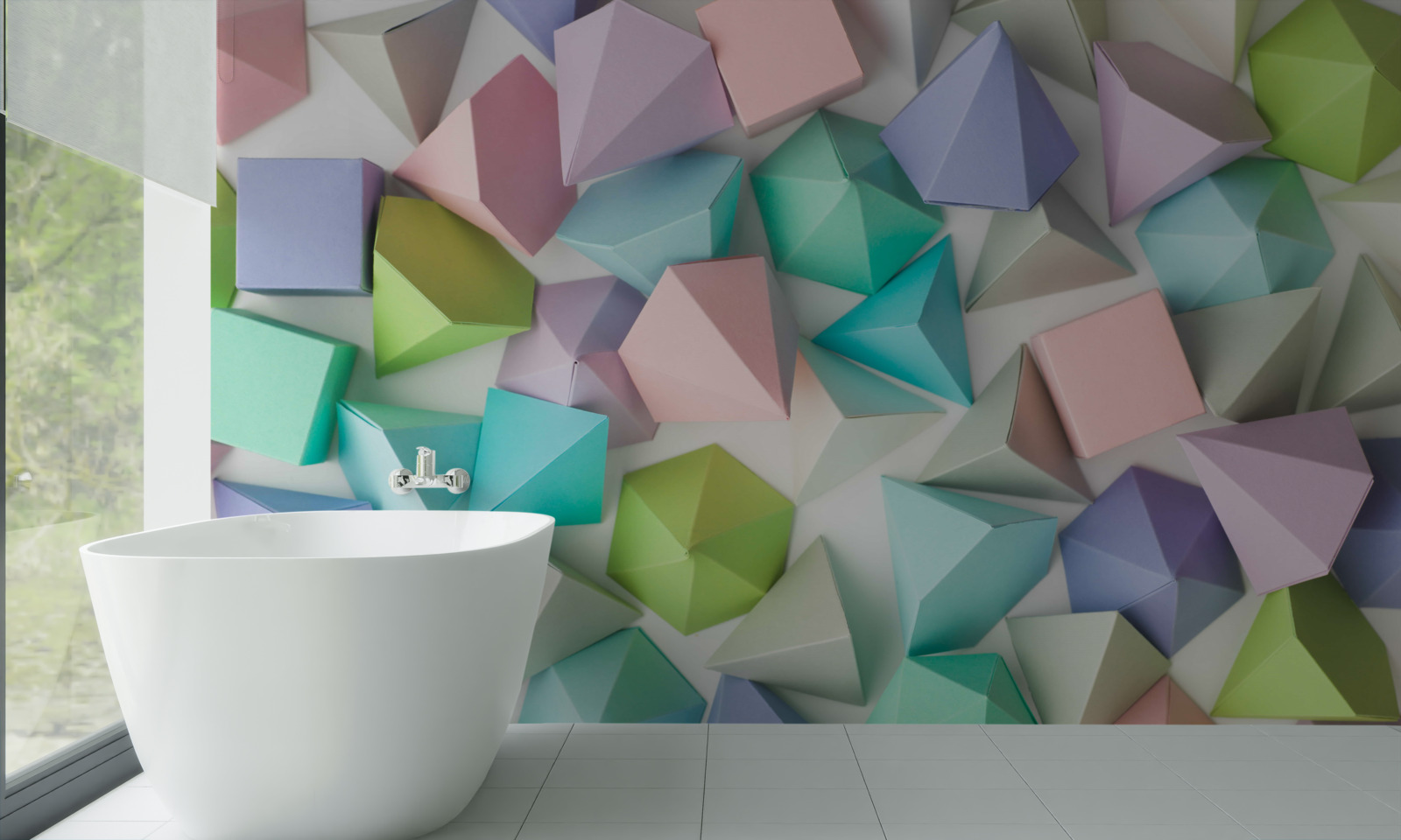 Fototapet figuri volumetrice în diferite culori și forme