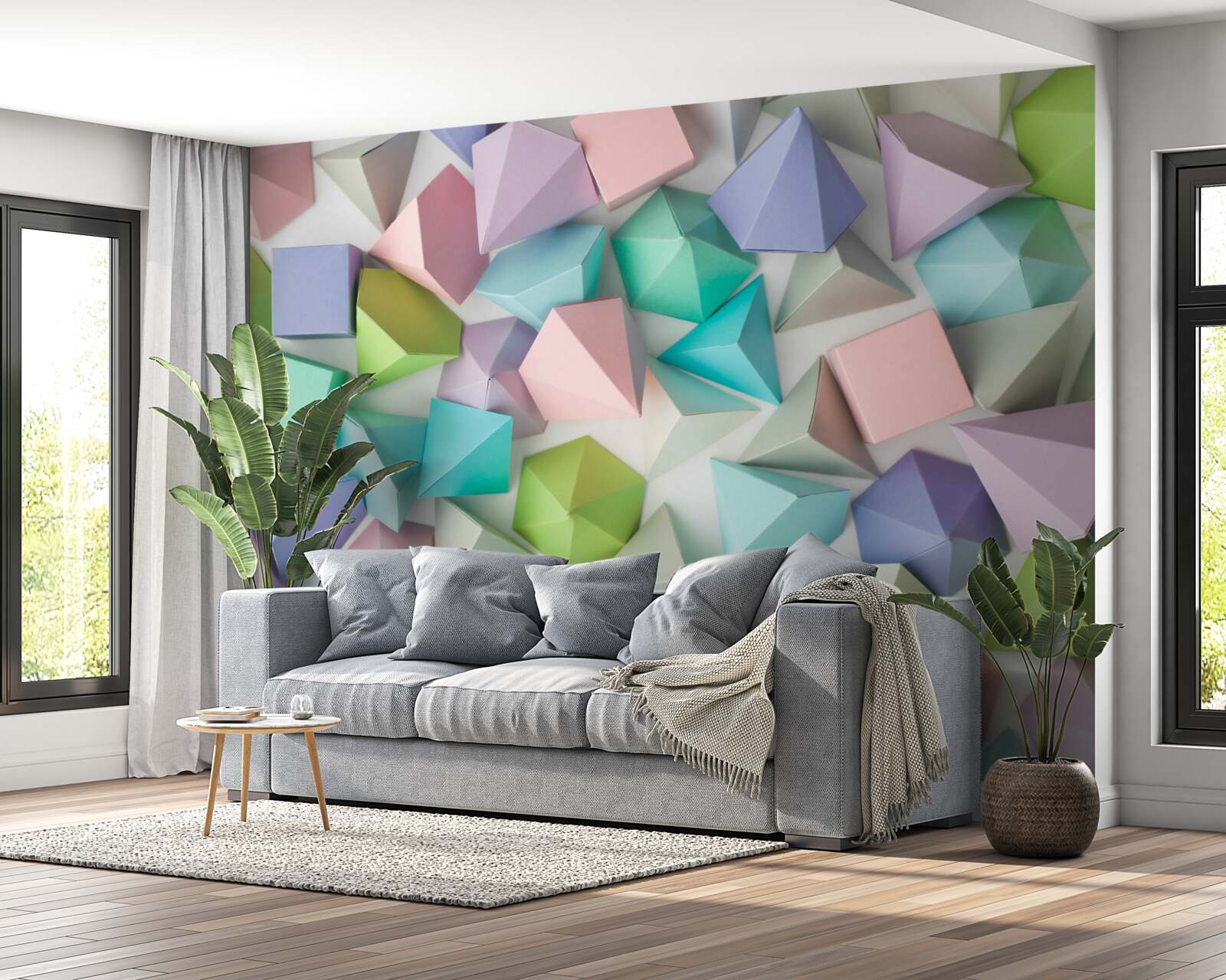 Fototapet figuri volumetrice în diferite culori și forme