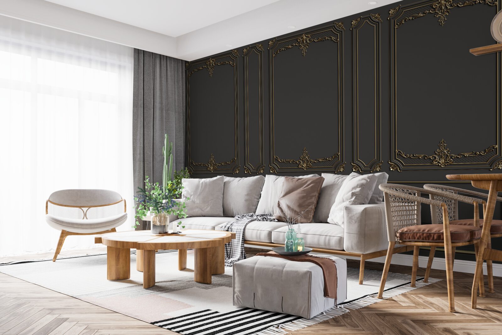 Fototapet perete interior tradițional