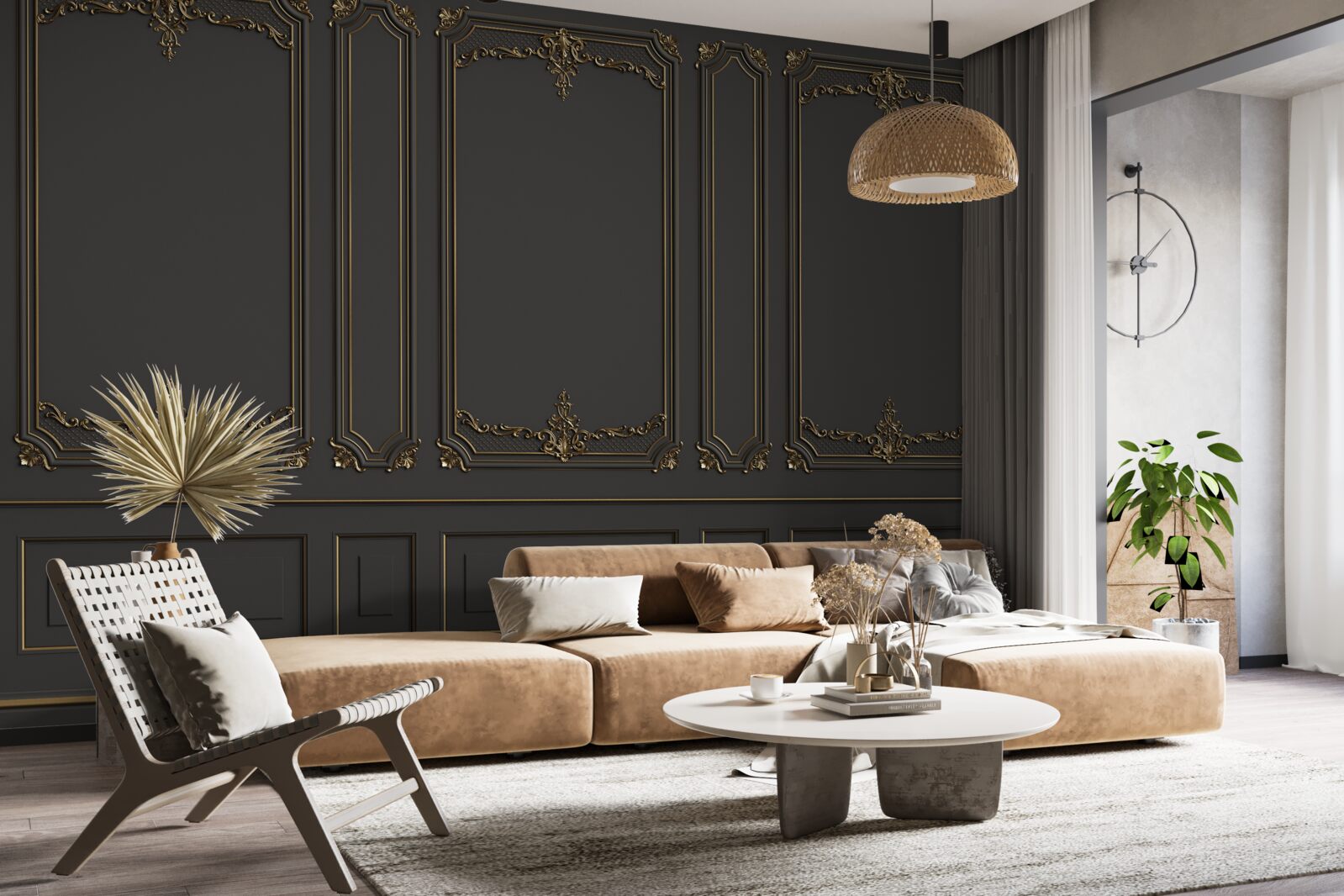 Fototapet perete interior tradițional