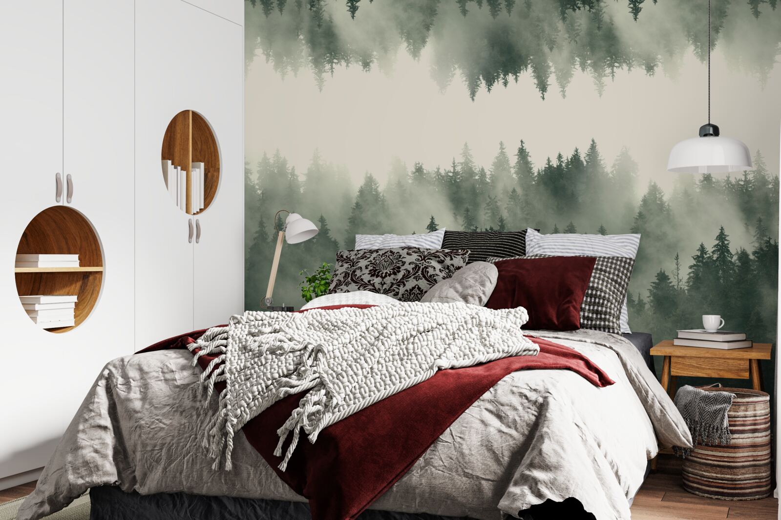 Fototapet pădure cețoasă cu vegetație densă