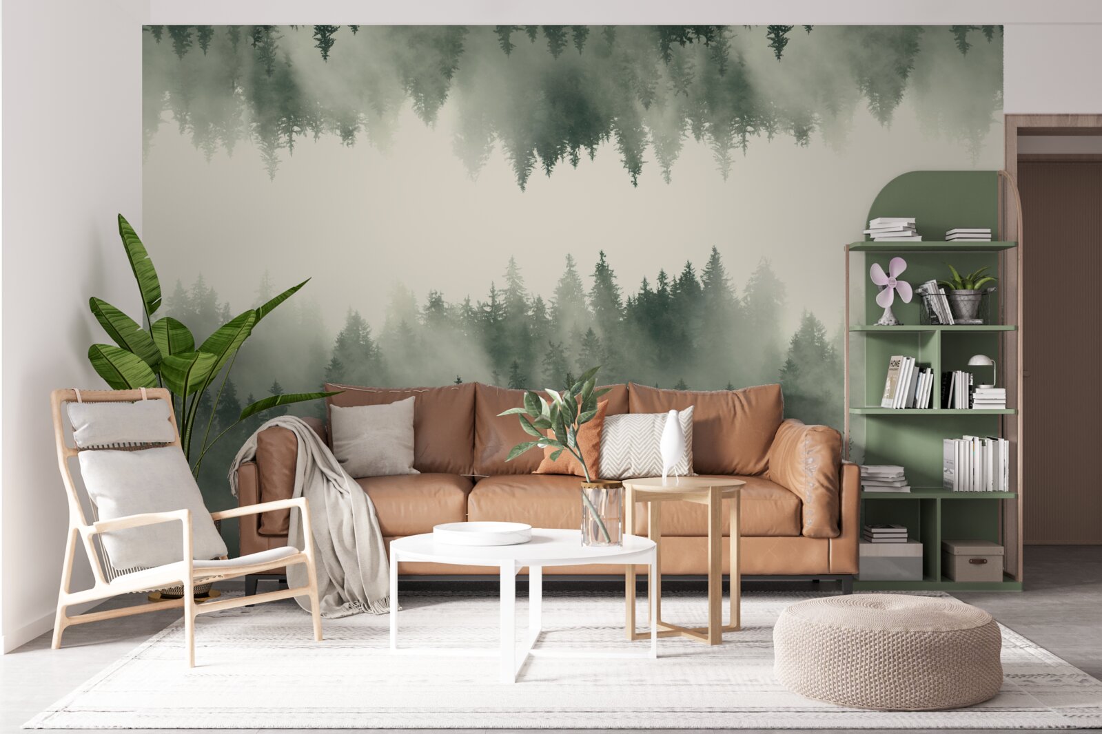 Fototapet pădure cețoasă cu vegetație densă