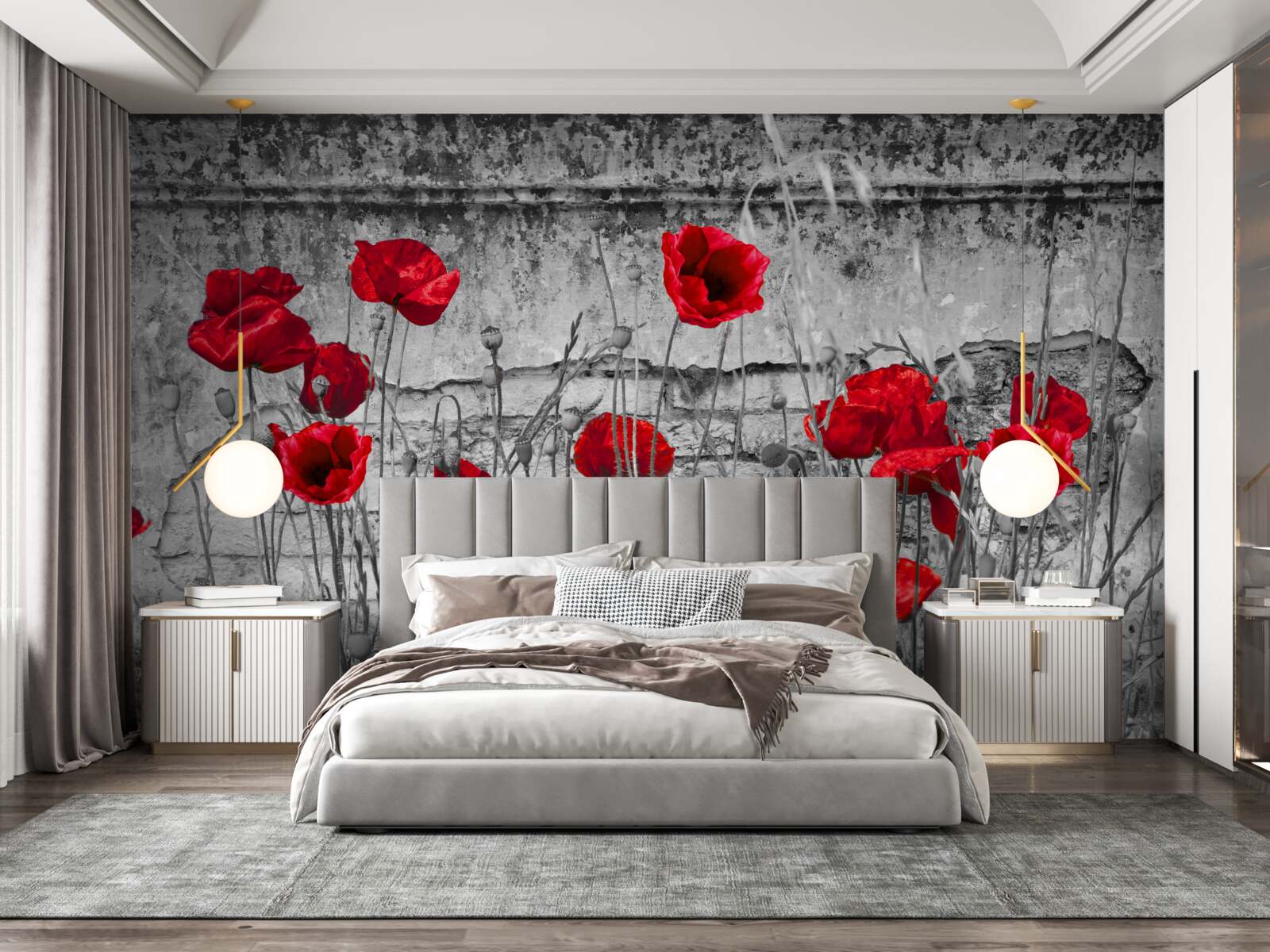 Fototapet maci cărămiziu pe un fundal gri