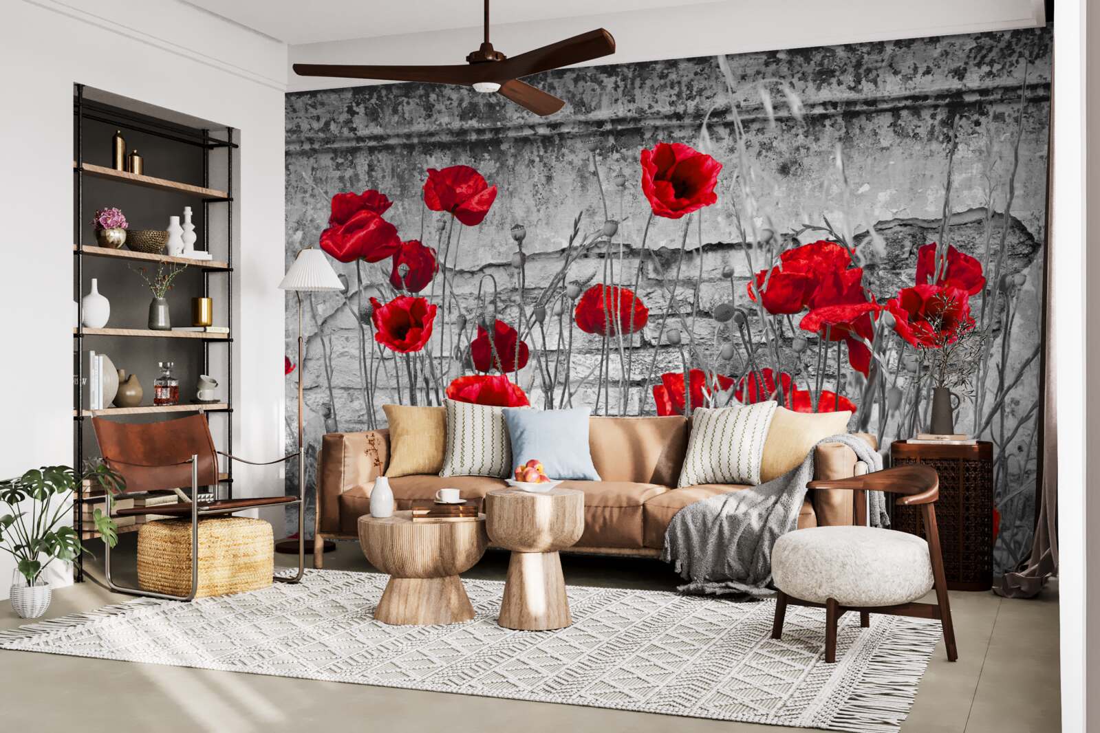 Fototapet maci cărămiziu pe un fundal gri