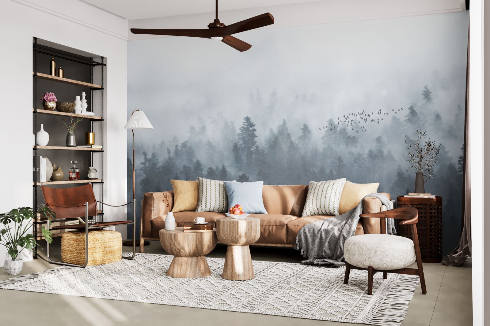 Fototapet pădure învăluită în ceață