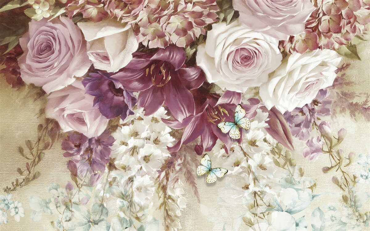 Fototapet aranjament floral în culori pastelate