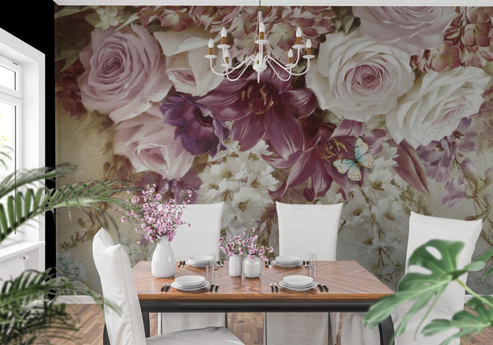 Fototapet aranjament floral în culori pastelate