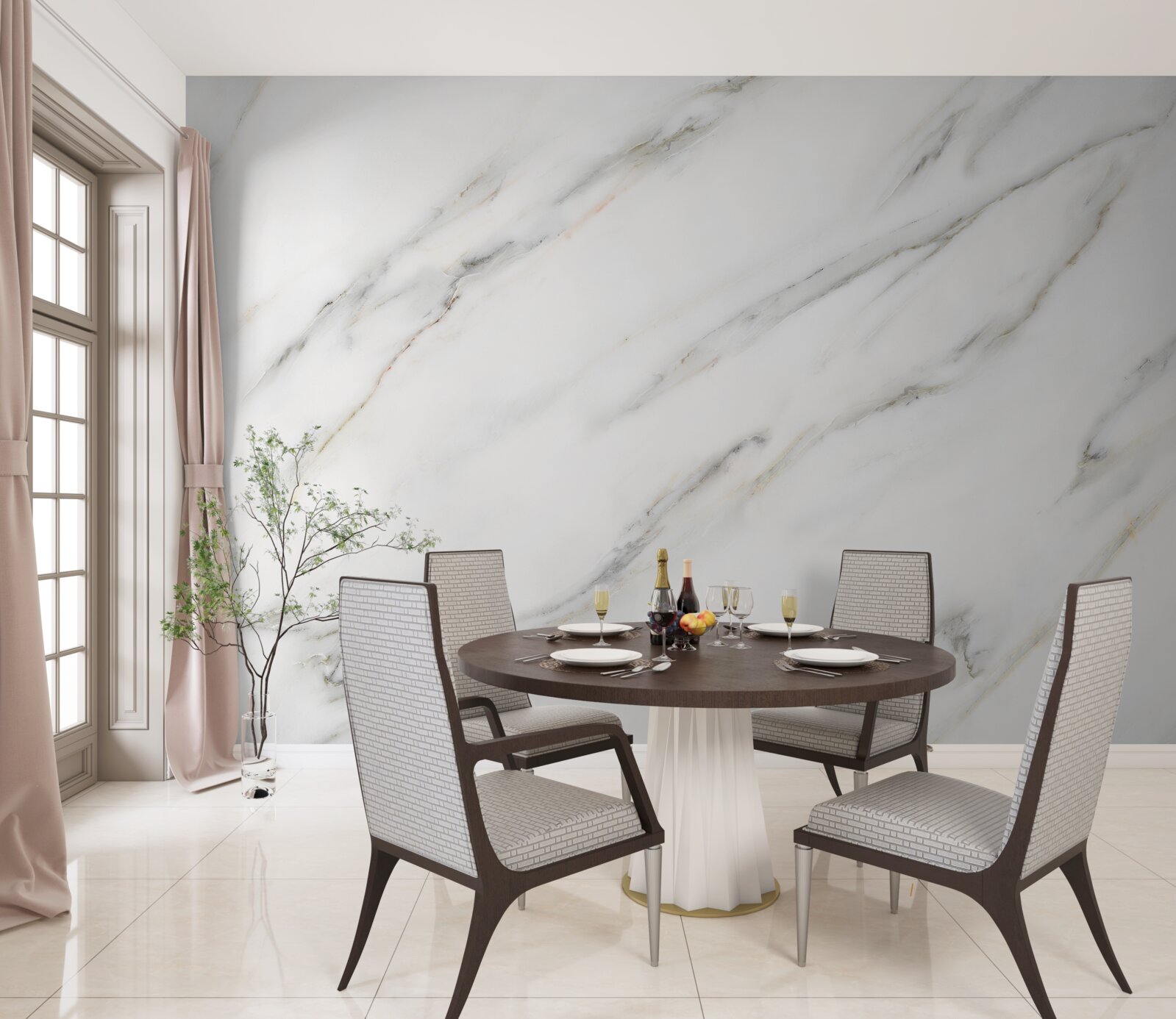 Fototapet fundal cu model de marmură albă și gri