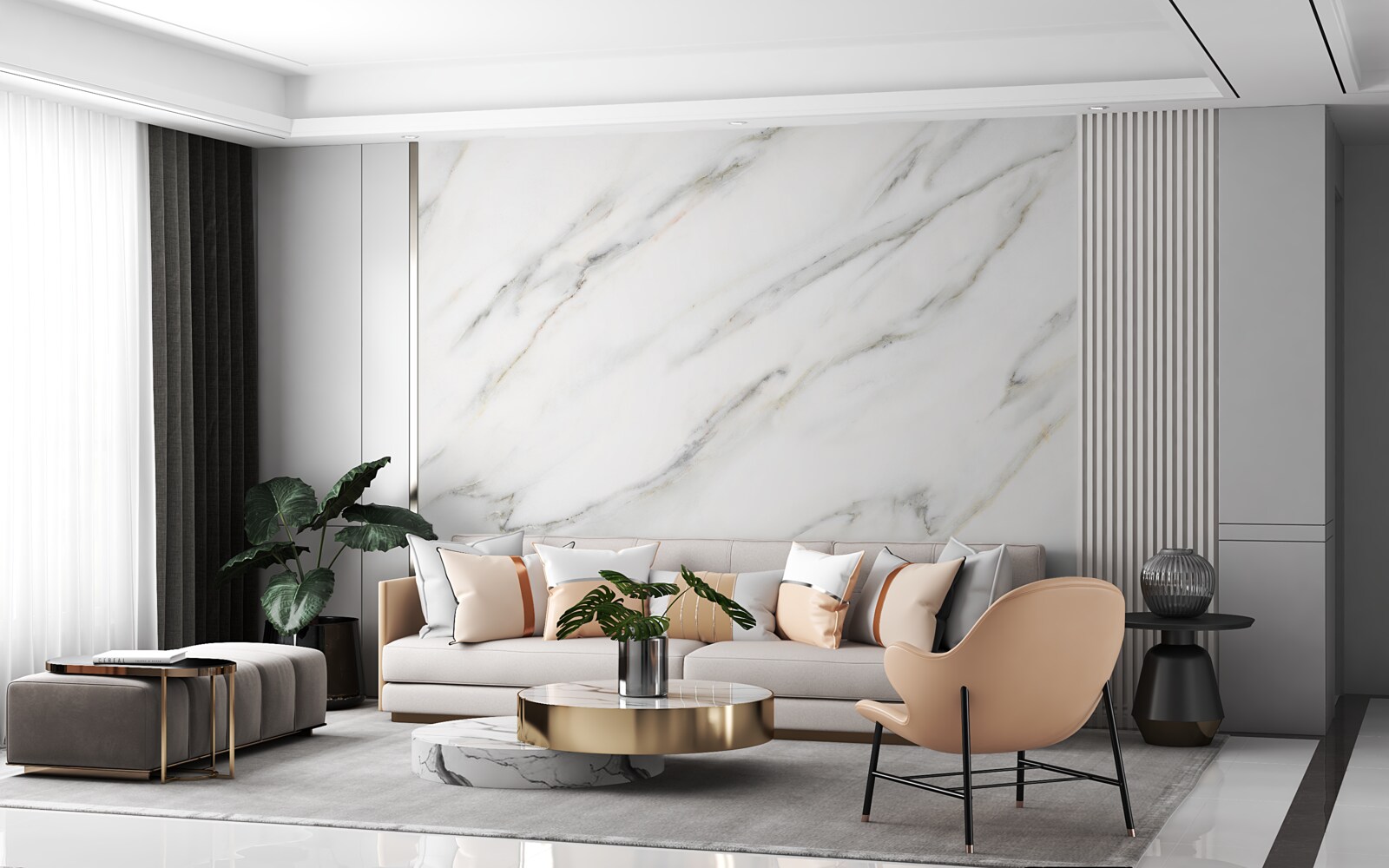 Fototapet fundal cu model de marmură albă și gri