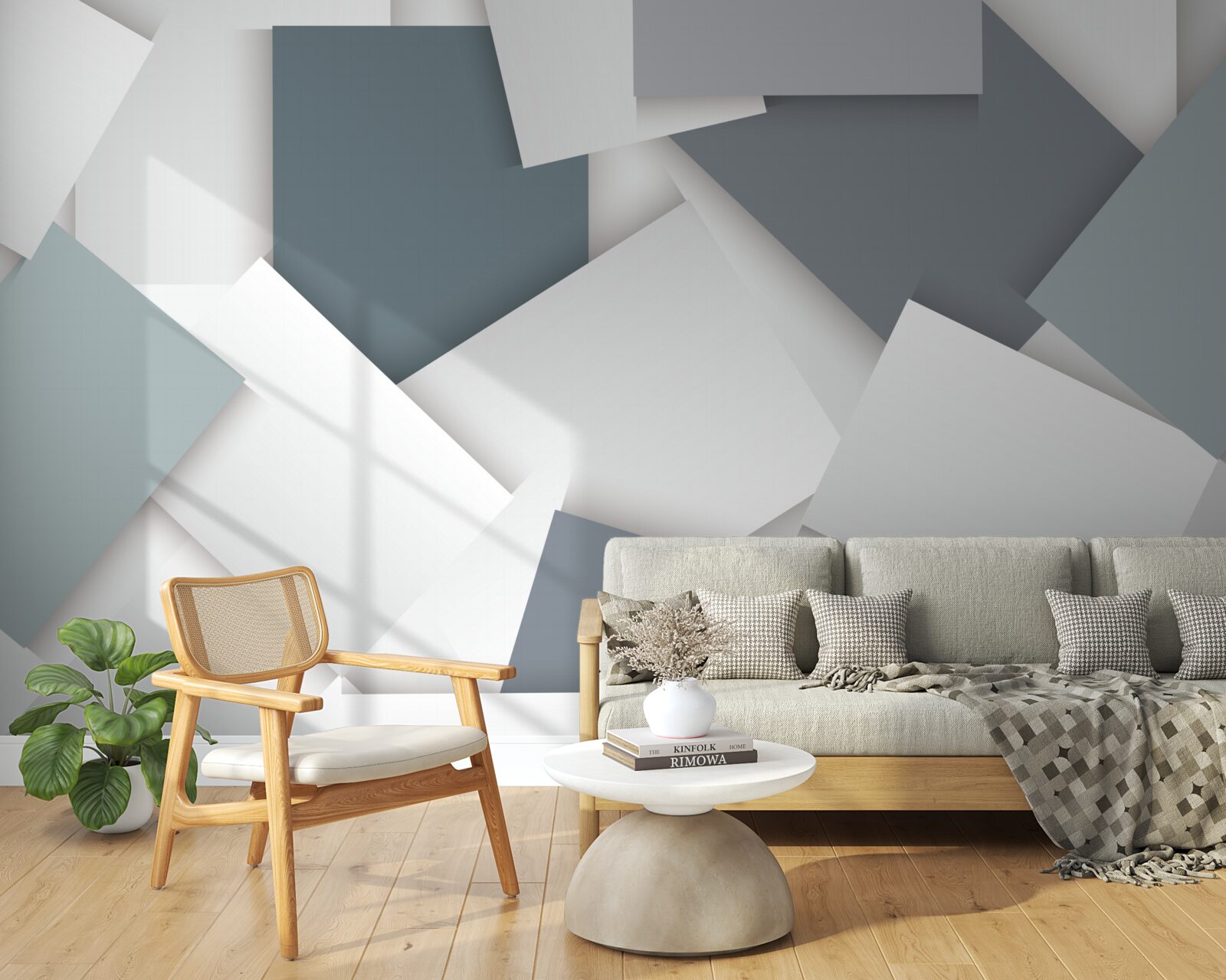 Fototapet pătratele sunt albe și gri