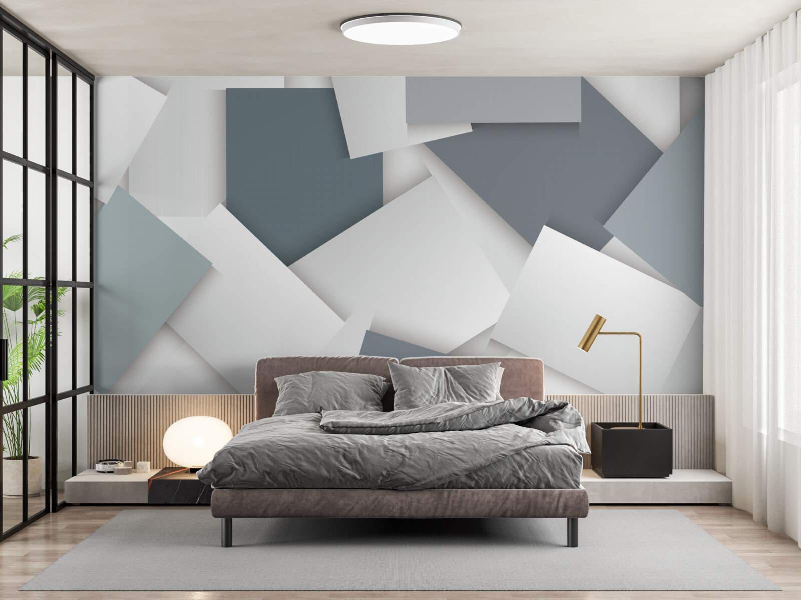 Fototapet pătratele sunt albe și gri