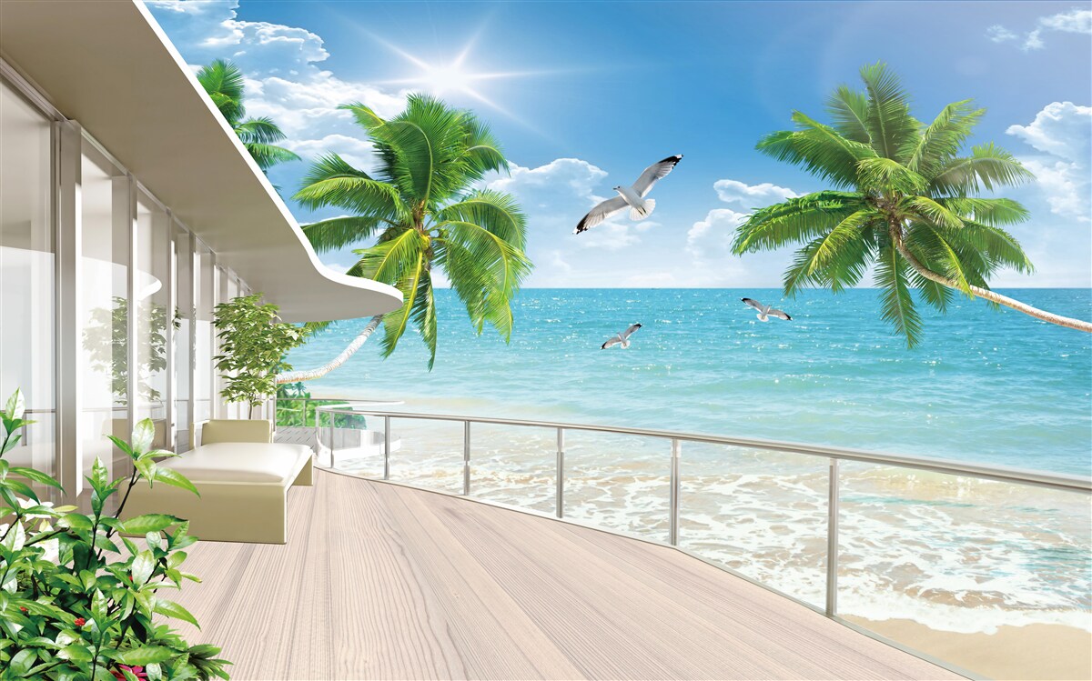 Fototapet vilă de lux lângă mare