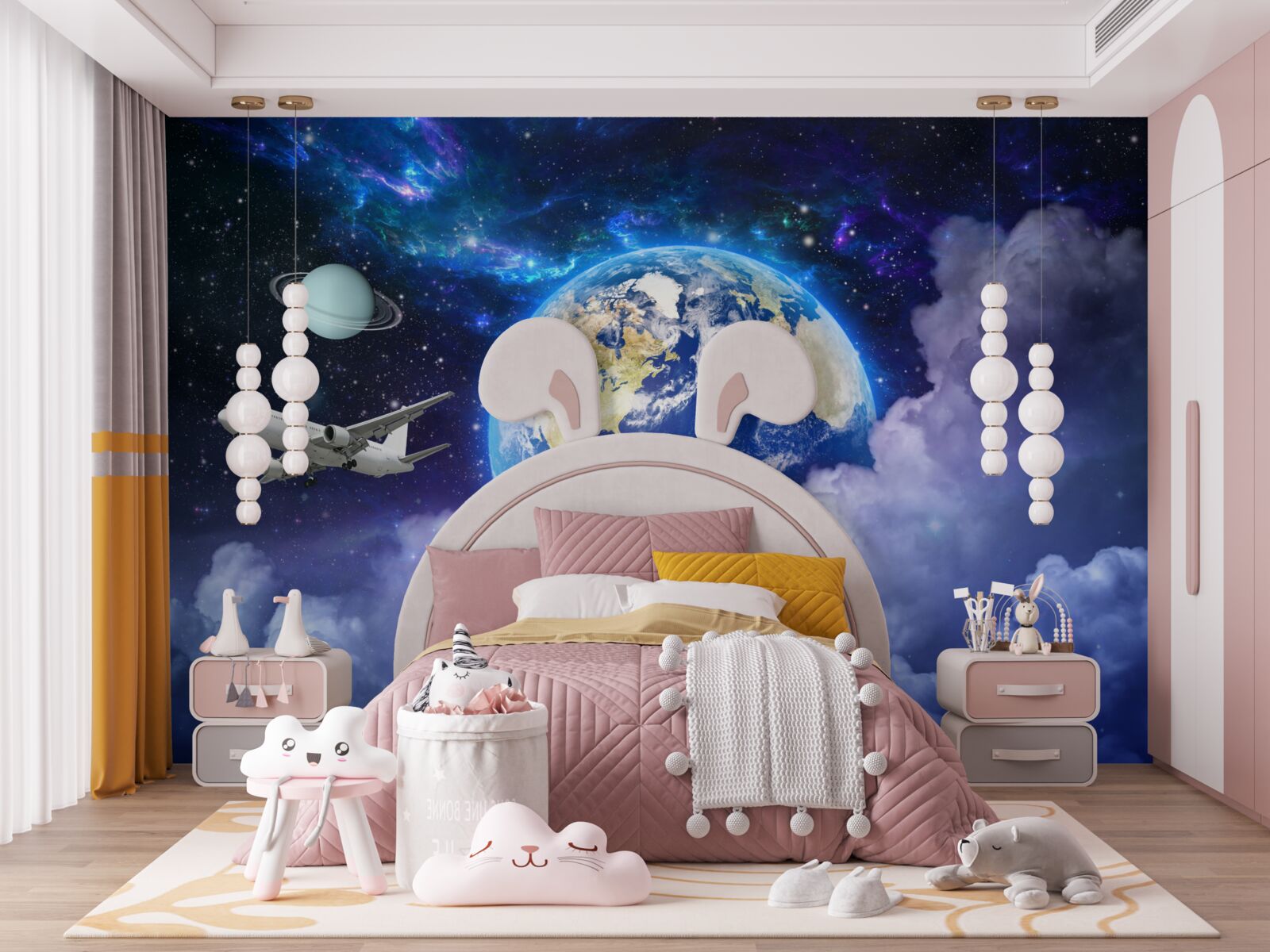 Fototapet avion și astronaut în spațiu