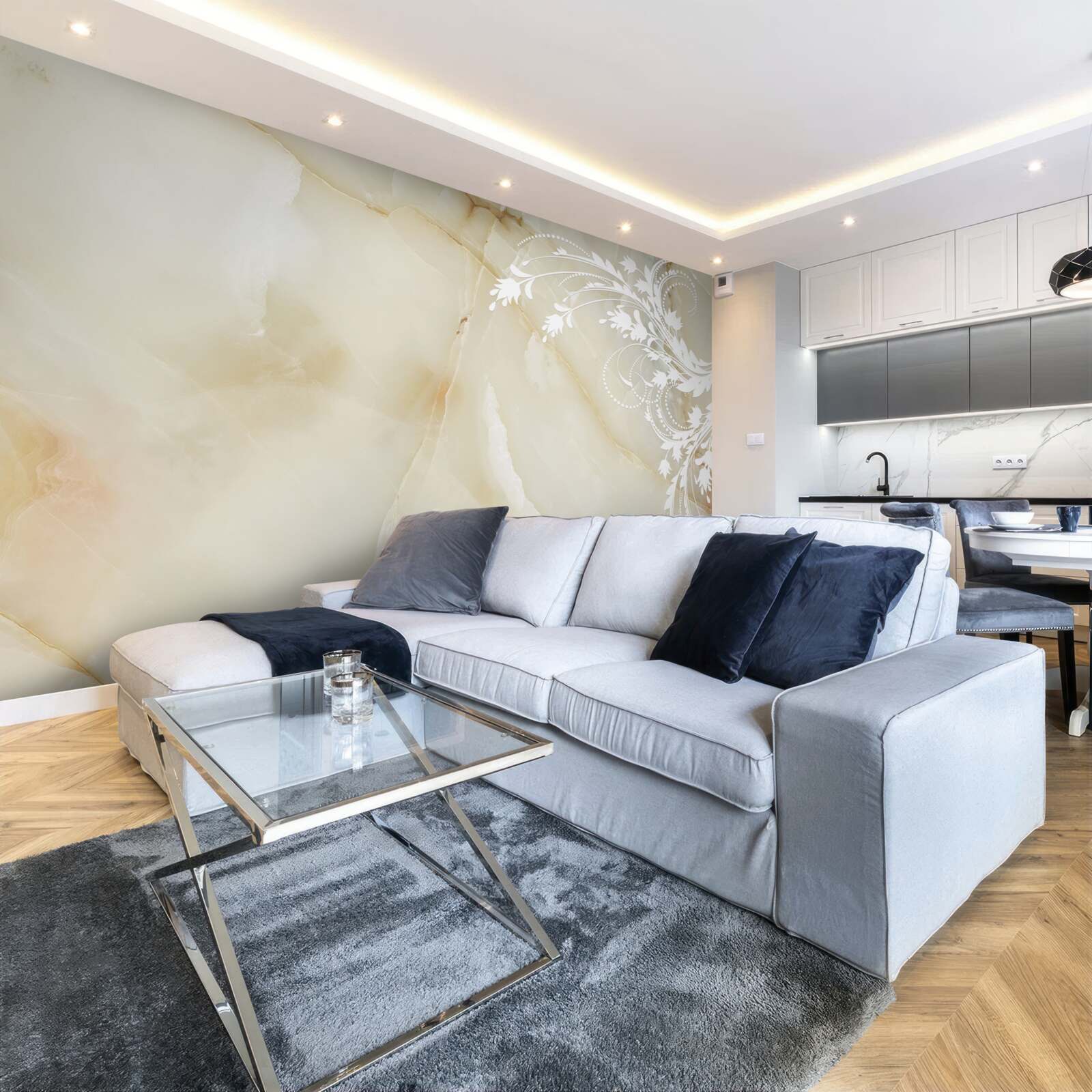 Fototapet fundal luminos cu trandafiri crem