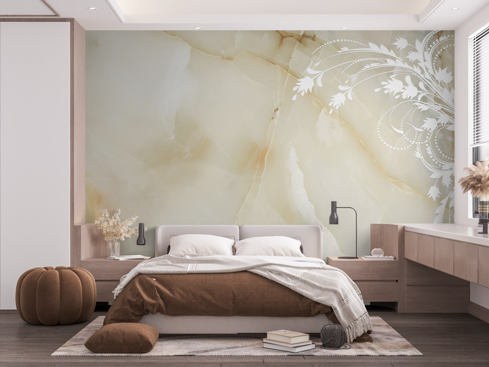 Fototapet fundal luminos cu trandafiri crem