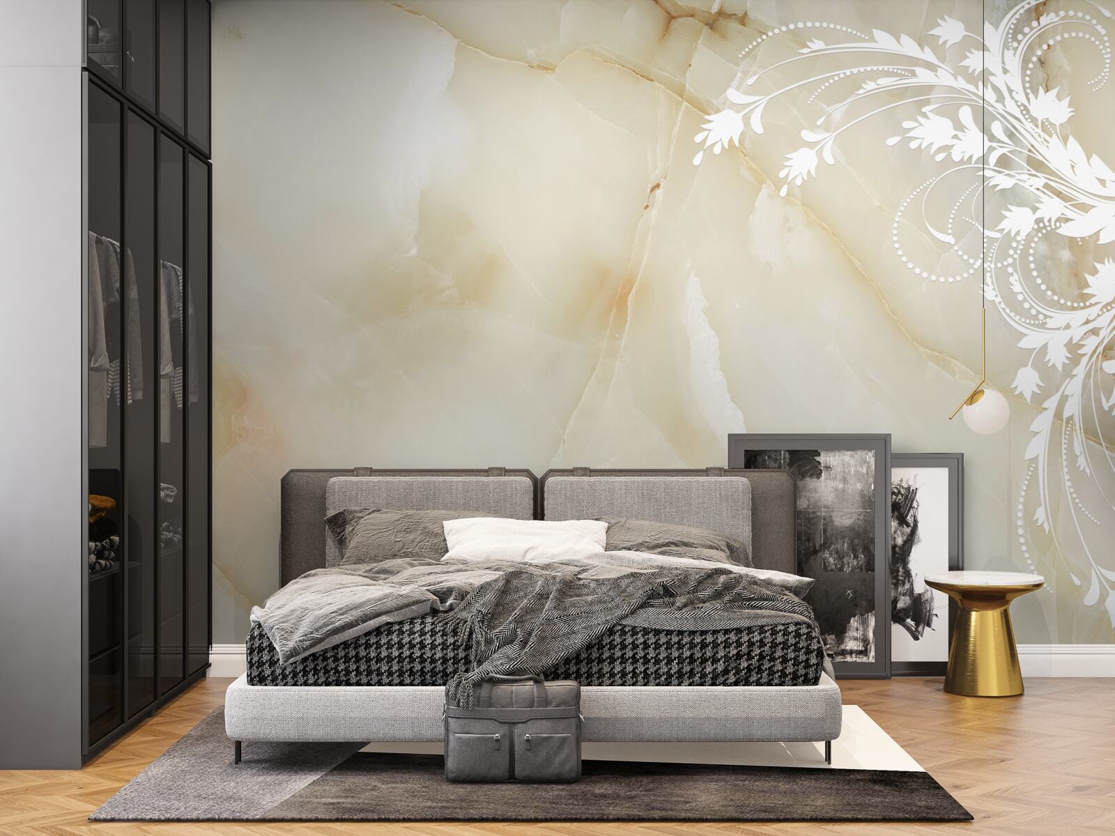 Fototapet fundal luminos cu trandafiri crem