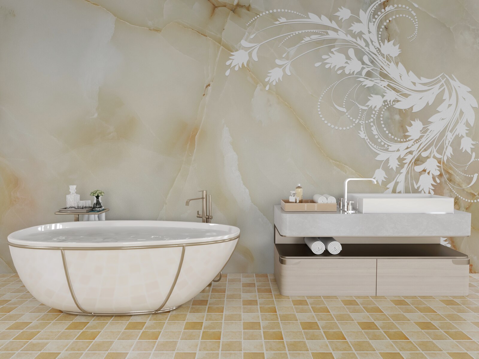 Fototapet fundal luminos cu trandafiri crem