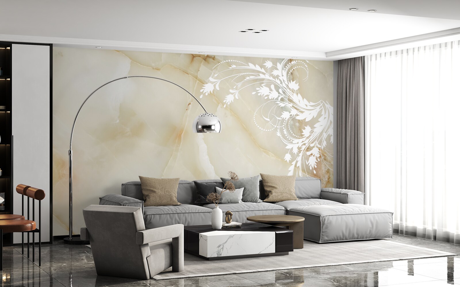 Fototapet fundal luminos cu trandafiri crem