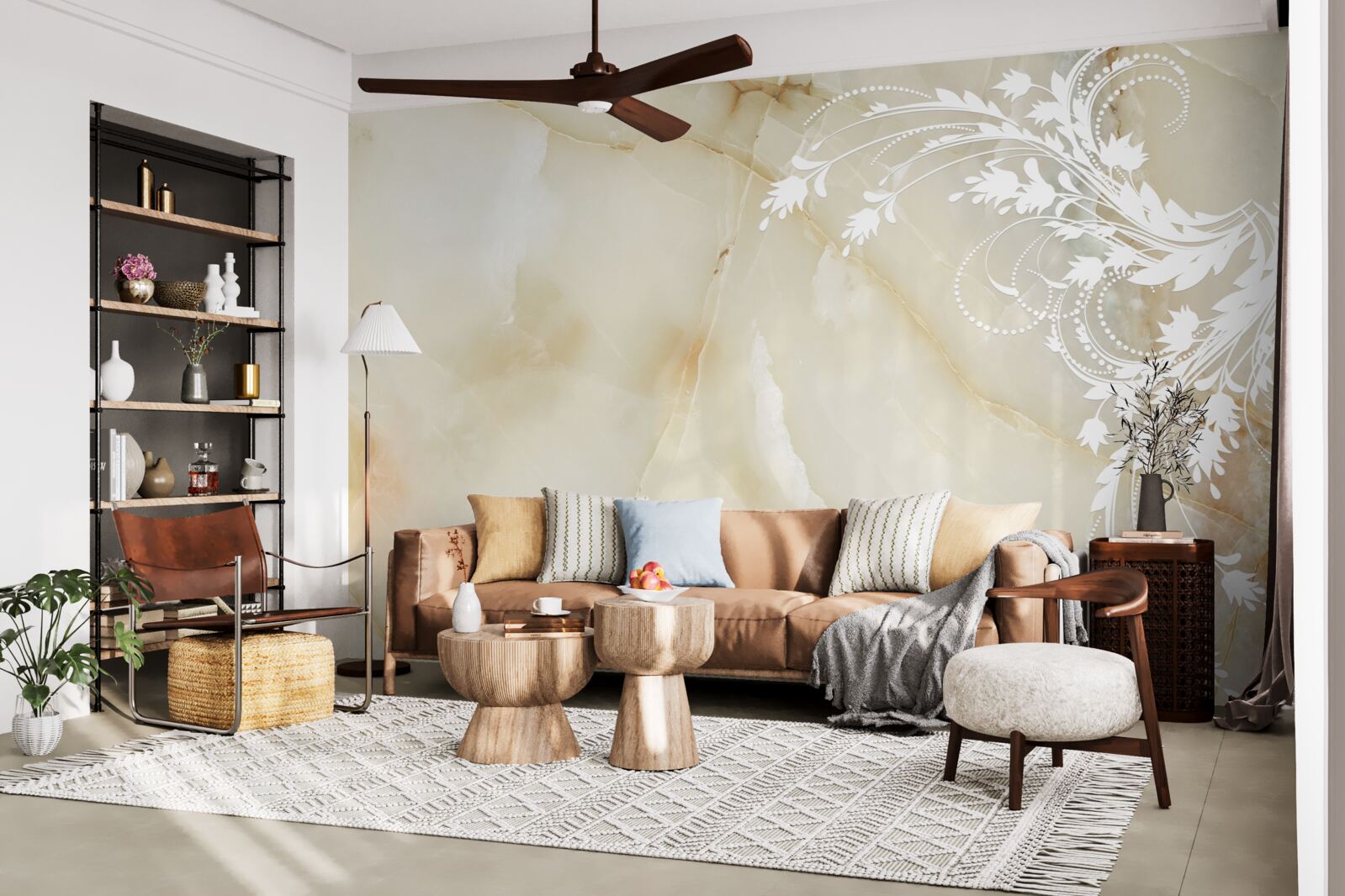 Fototapet fundal luminos cu trandafiri crem