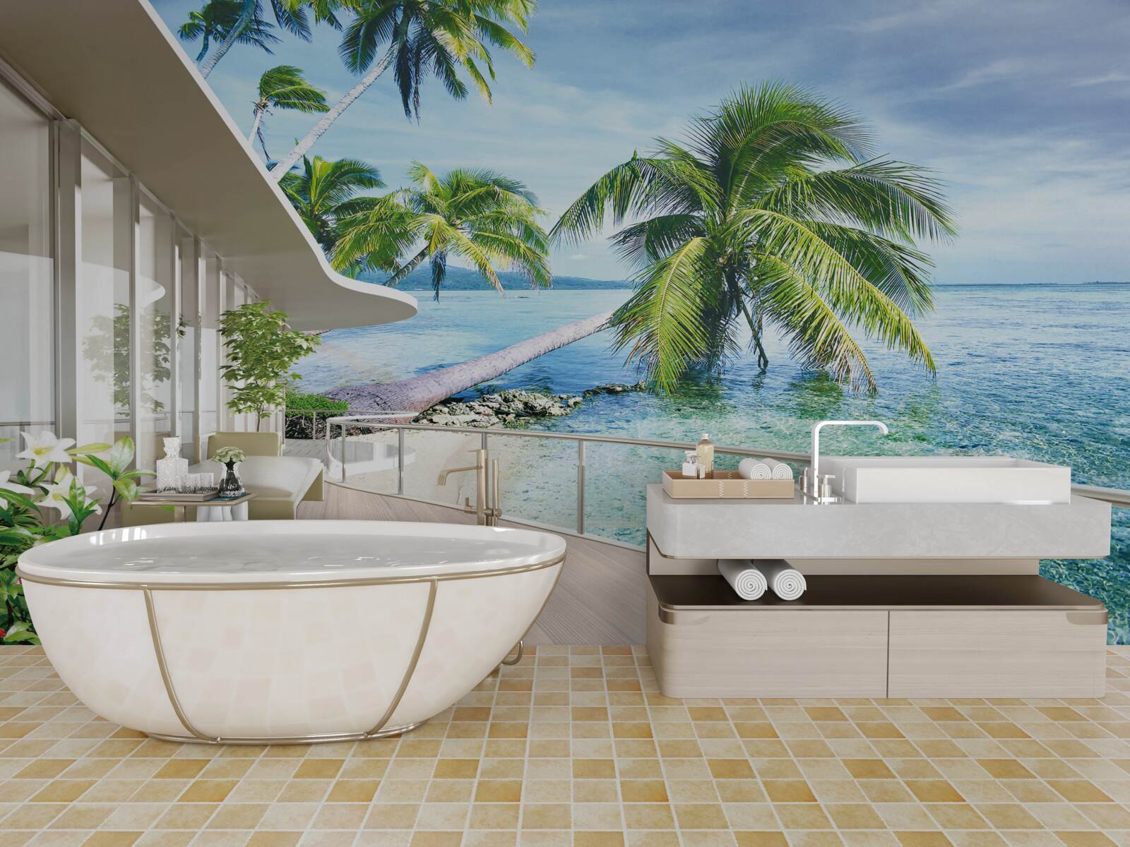 Fototapet casă în apropiere de coastă