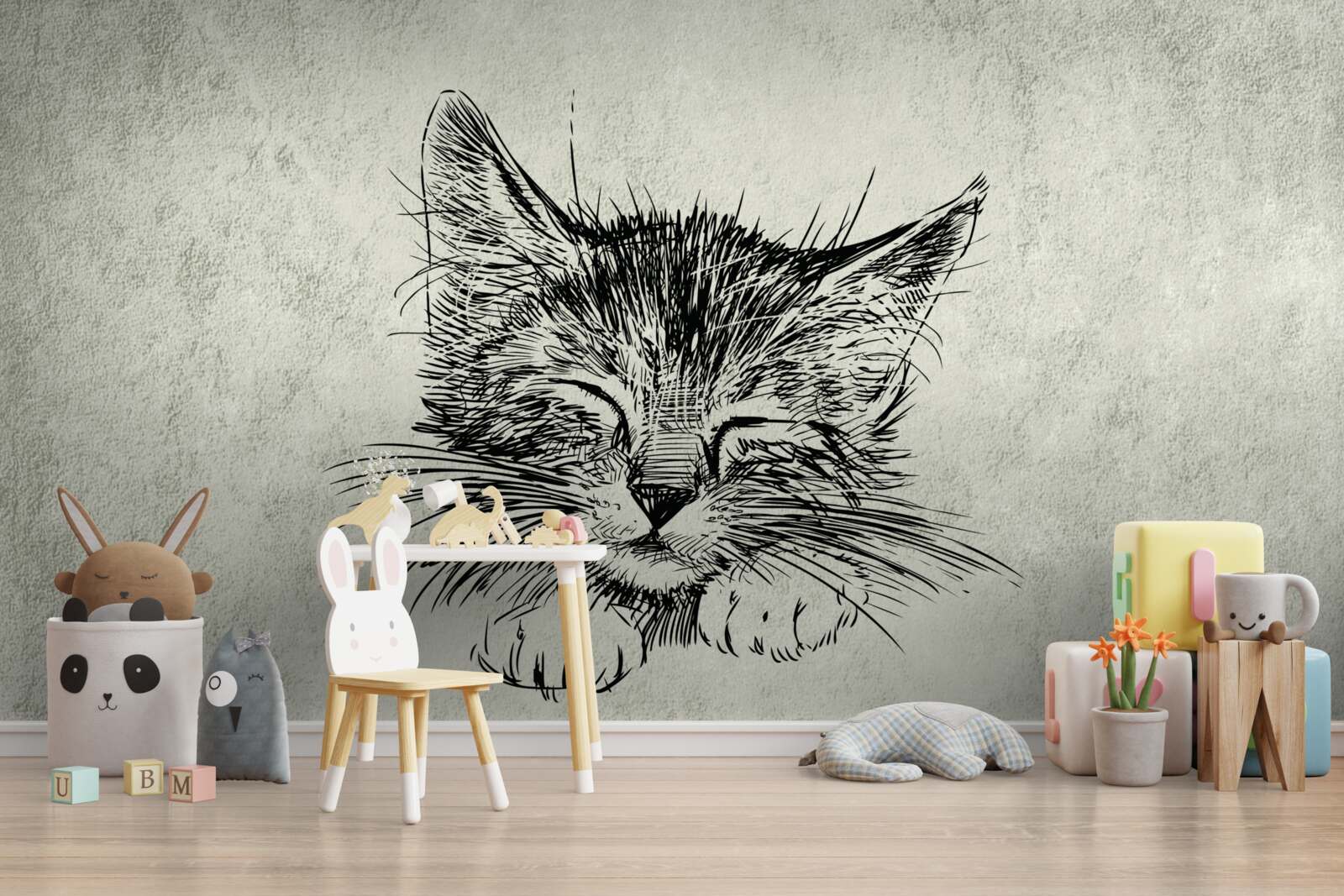 Fototapet fotografia arată o pisică cu ochii închiși