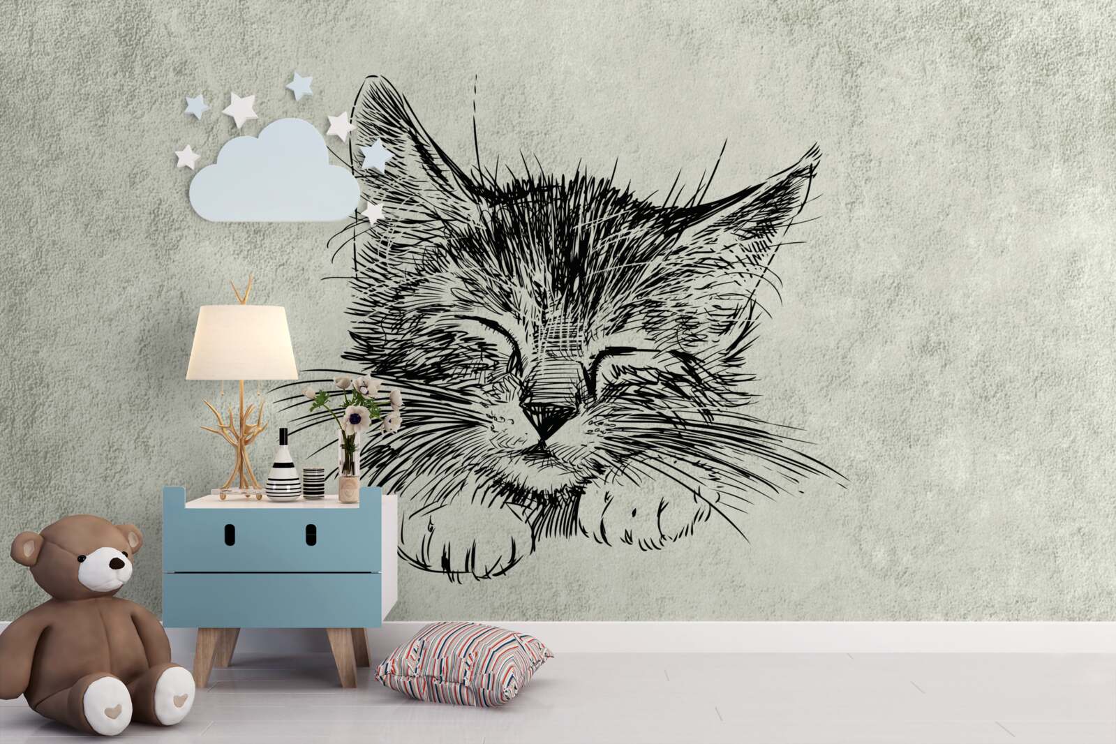 Fototapet fotografia arată o pisică cu ochii închiși