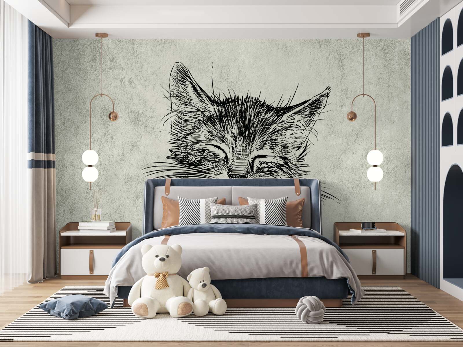 Fototapet fotografia arată o pisică cu ochii închiși