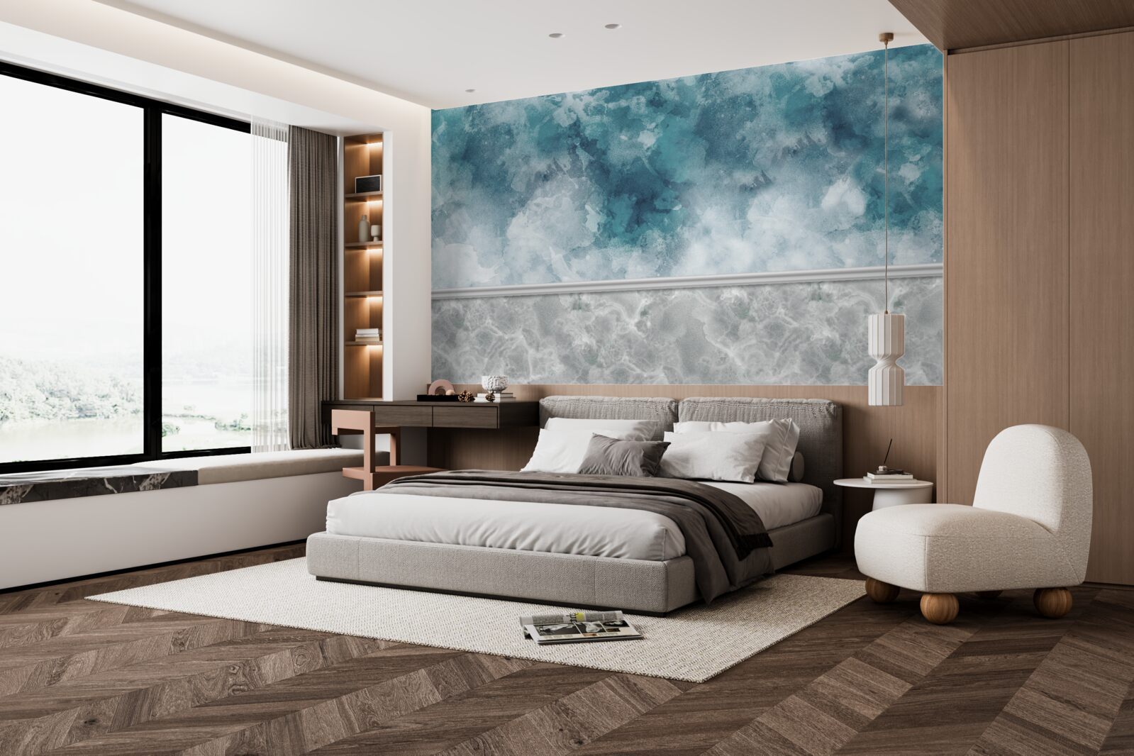 Fototapet fundal albastru cu blur