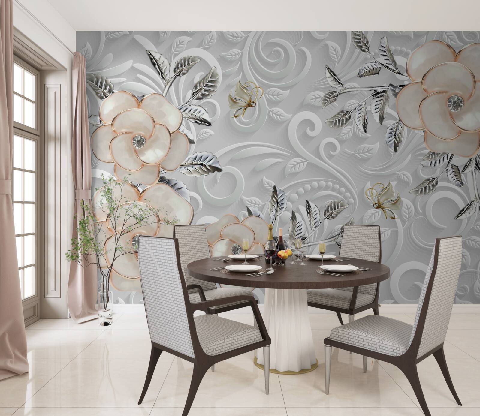 Fototapet trandafiri crem