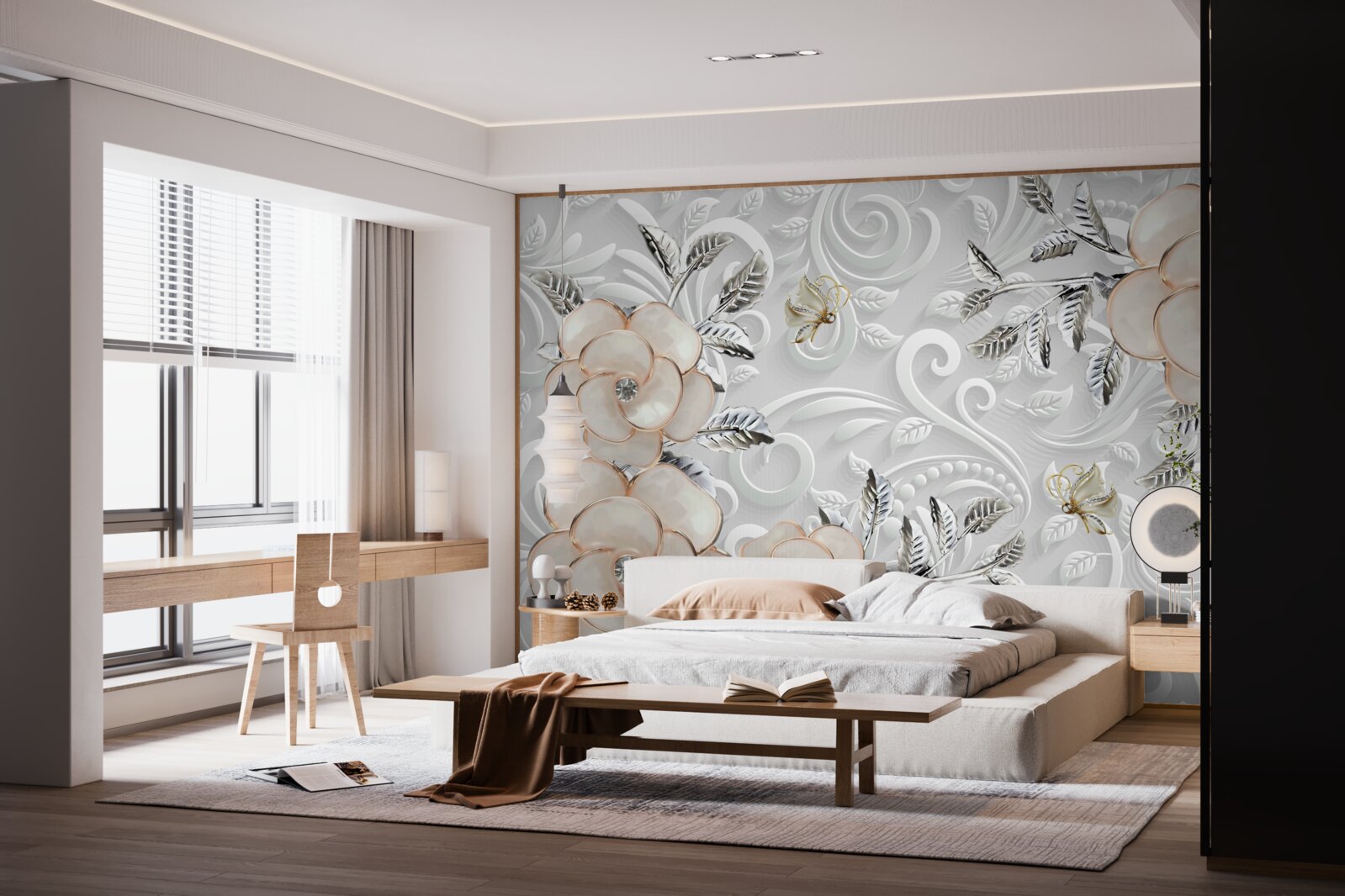 Fototapet trandafiri crem