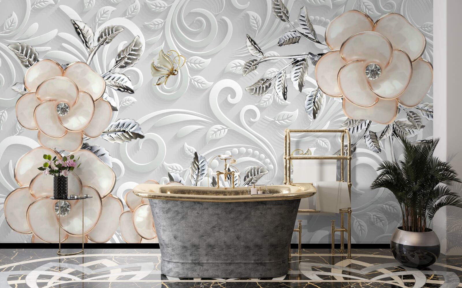 Fototapet trandafiri crem