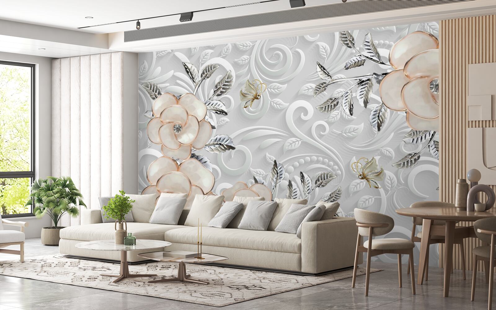 Fototapet trandafiri crem