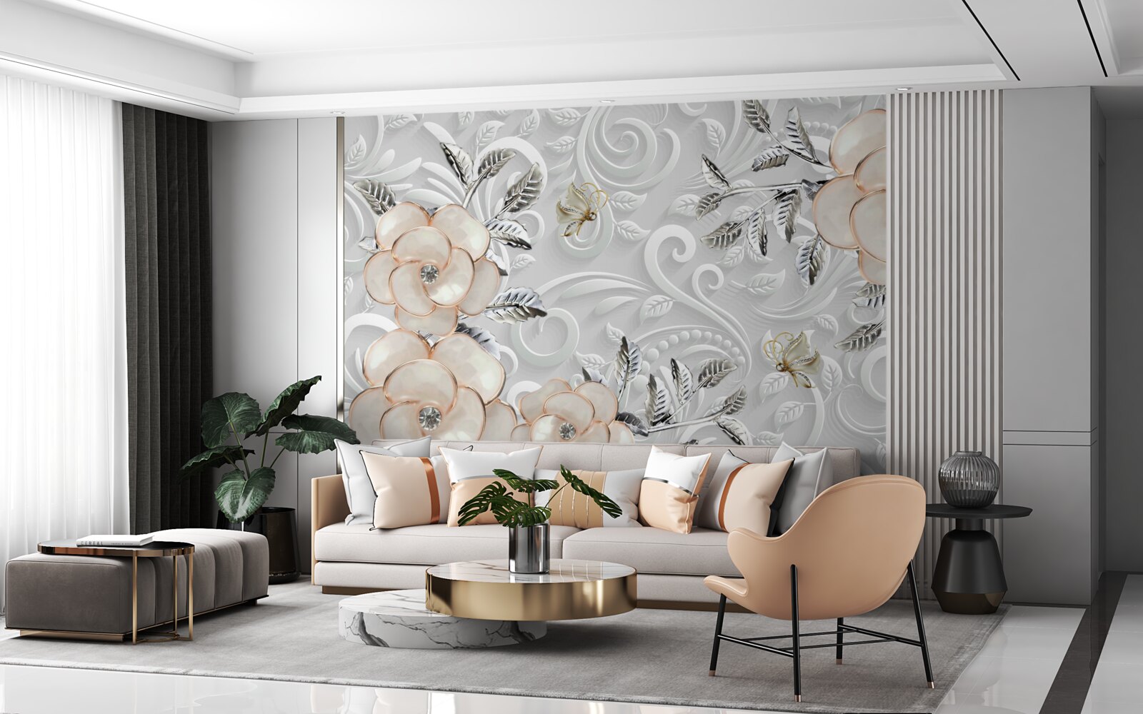 Fototapet trandafiri crem