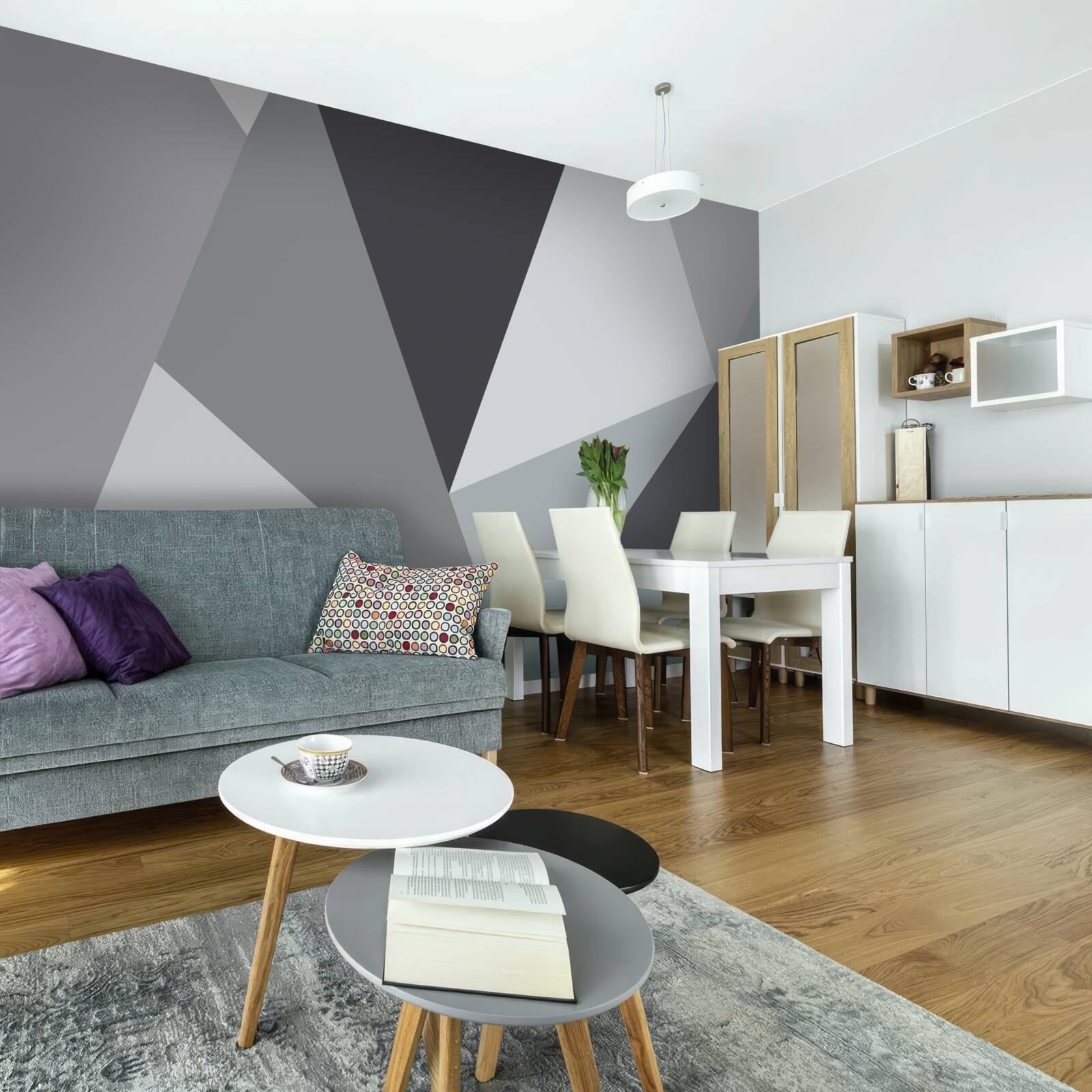 Fototapet gri abstracție geometrică