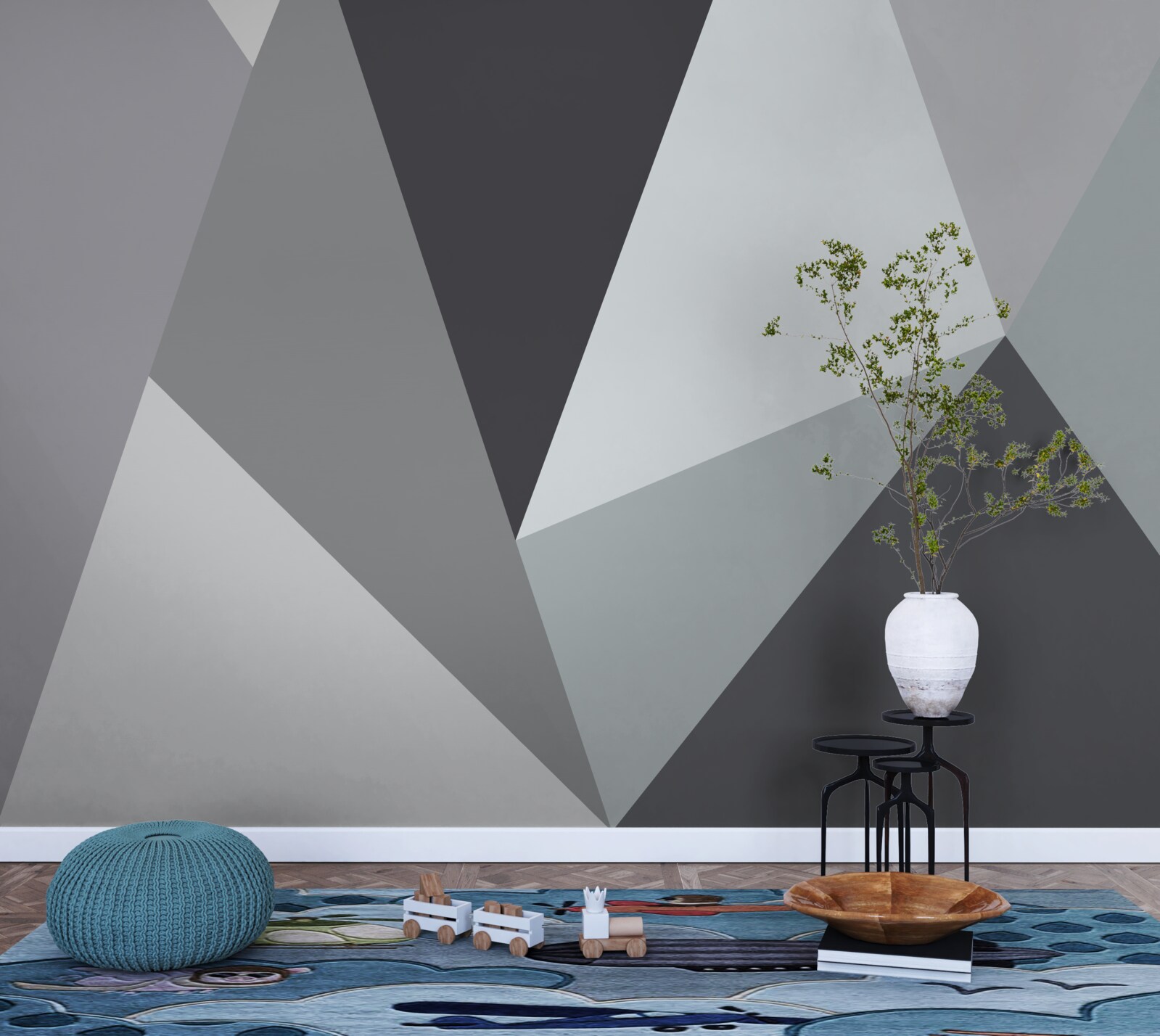 Fototapet gri abstracție geometrică