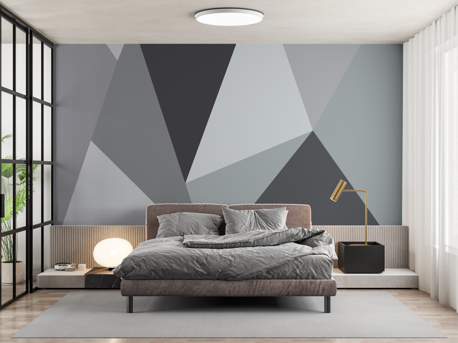 Fototapet gri abstracție geometrică