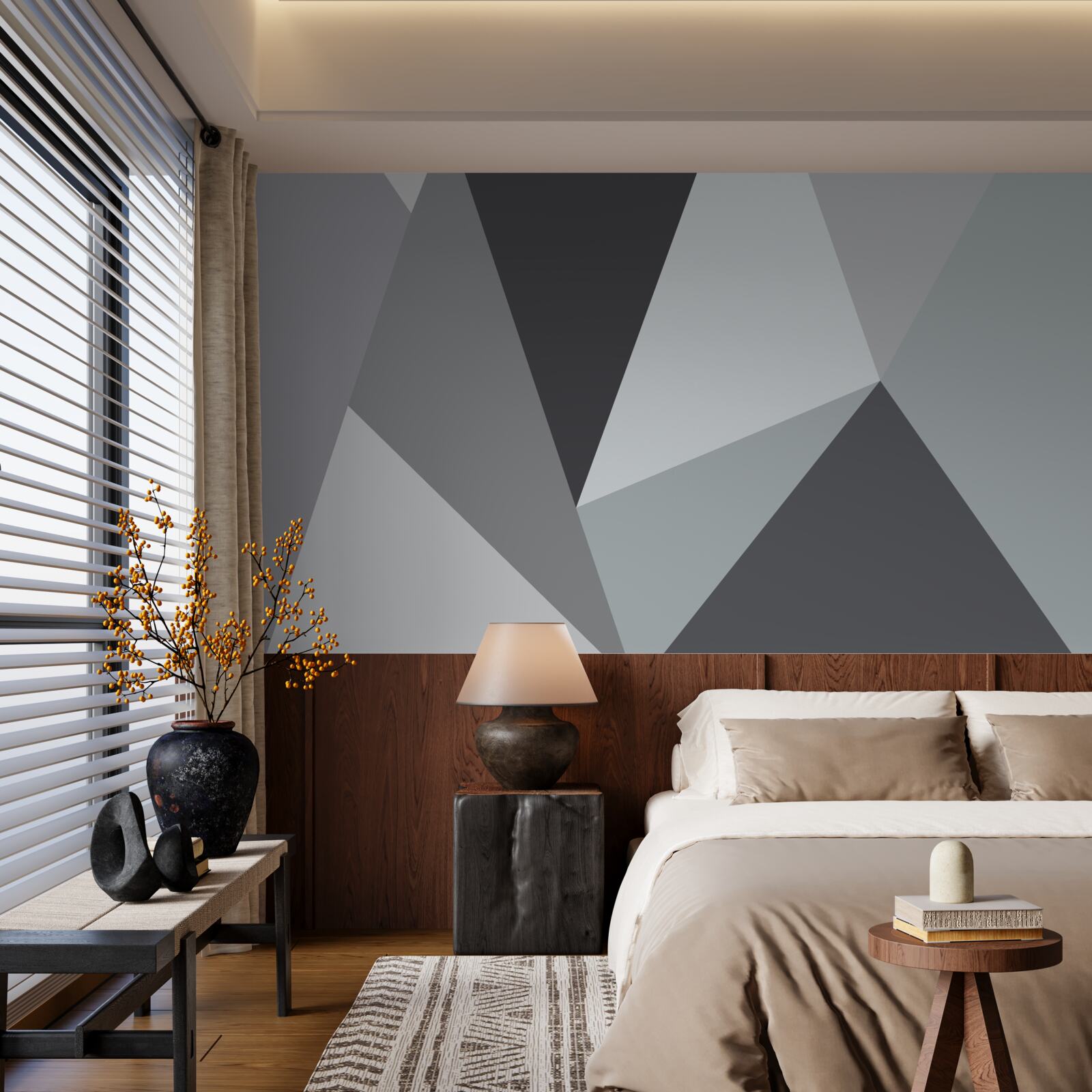 Fototapet gri abstracție geometrică