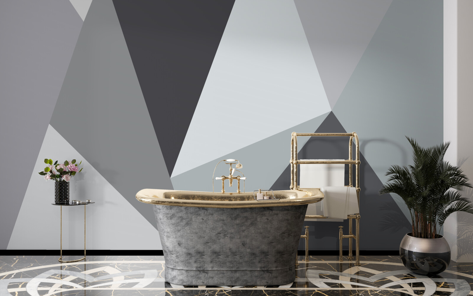 Fototapet gri abstracție geometrică