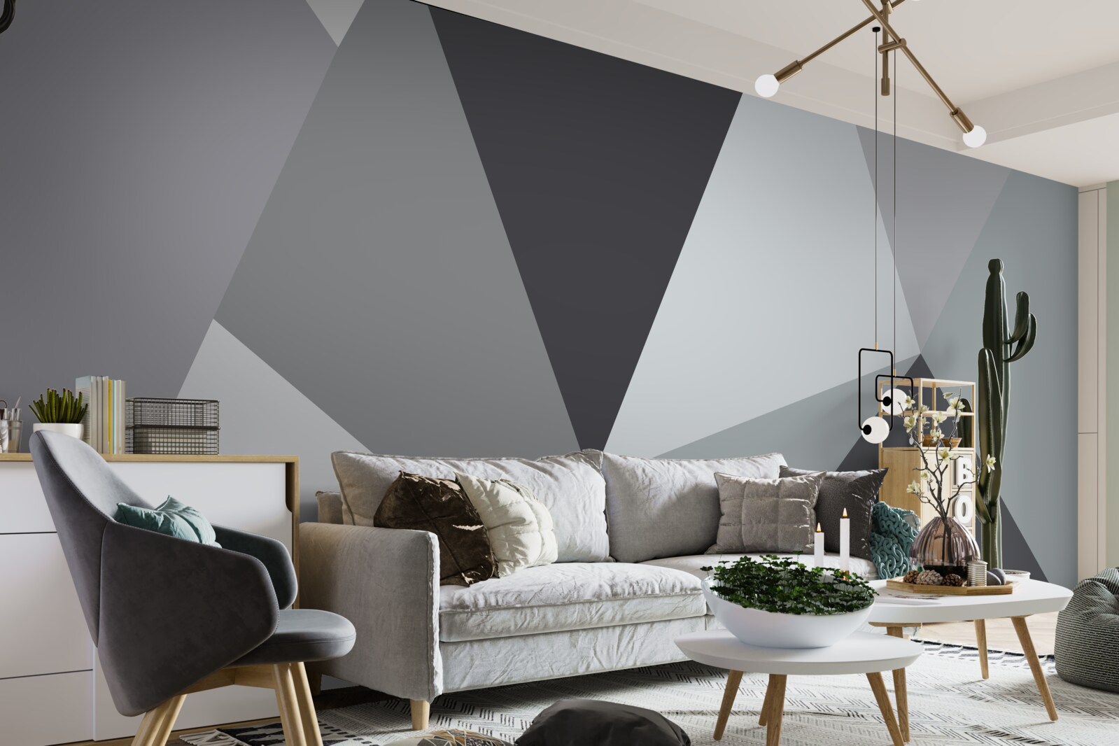 Fototapet gri abstracție geometrică