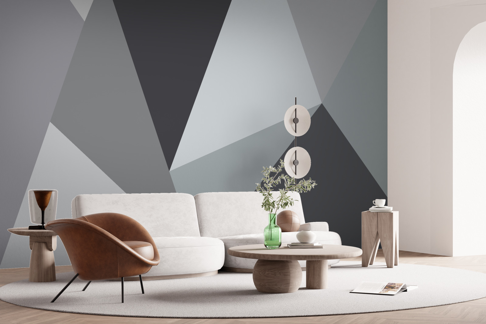 Fototapet gri abstracție geometrică