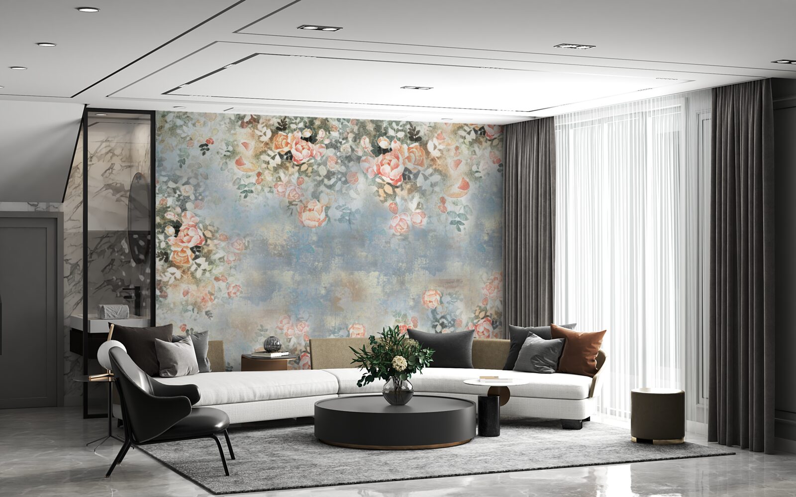 Fototapet fundal floral pentru lenjerie de pat