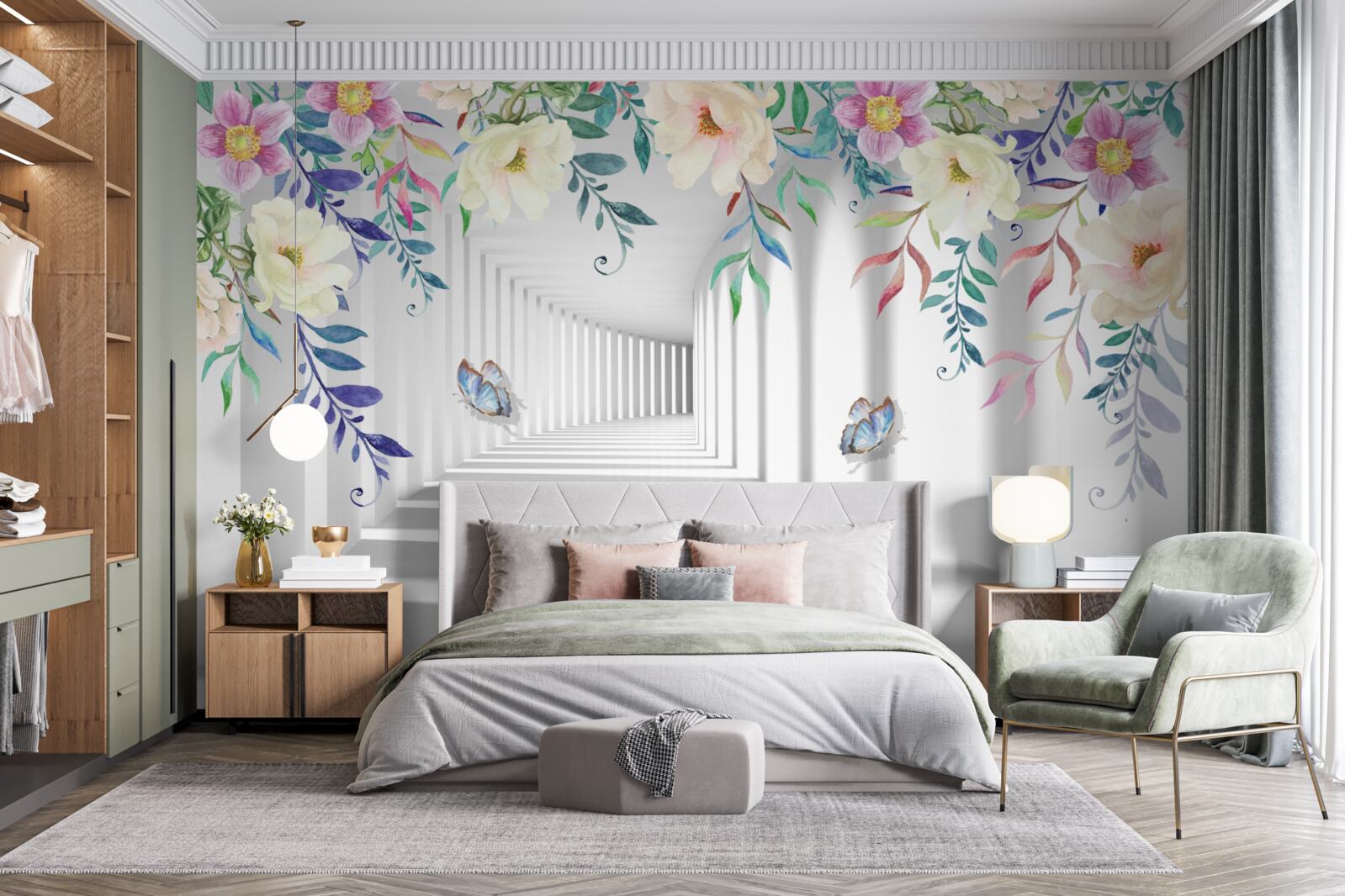 Fototapet plante de-a lungul coridorului lung