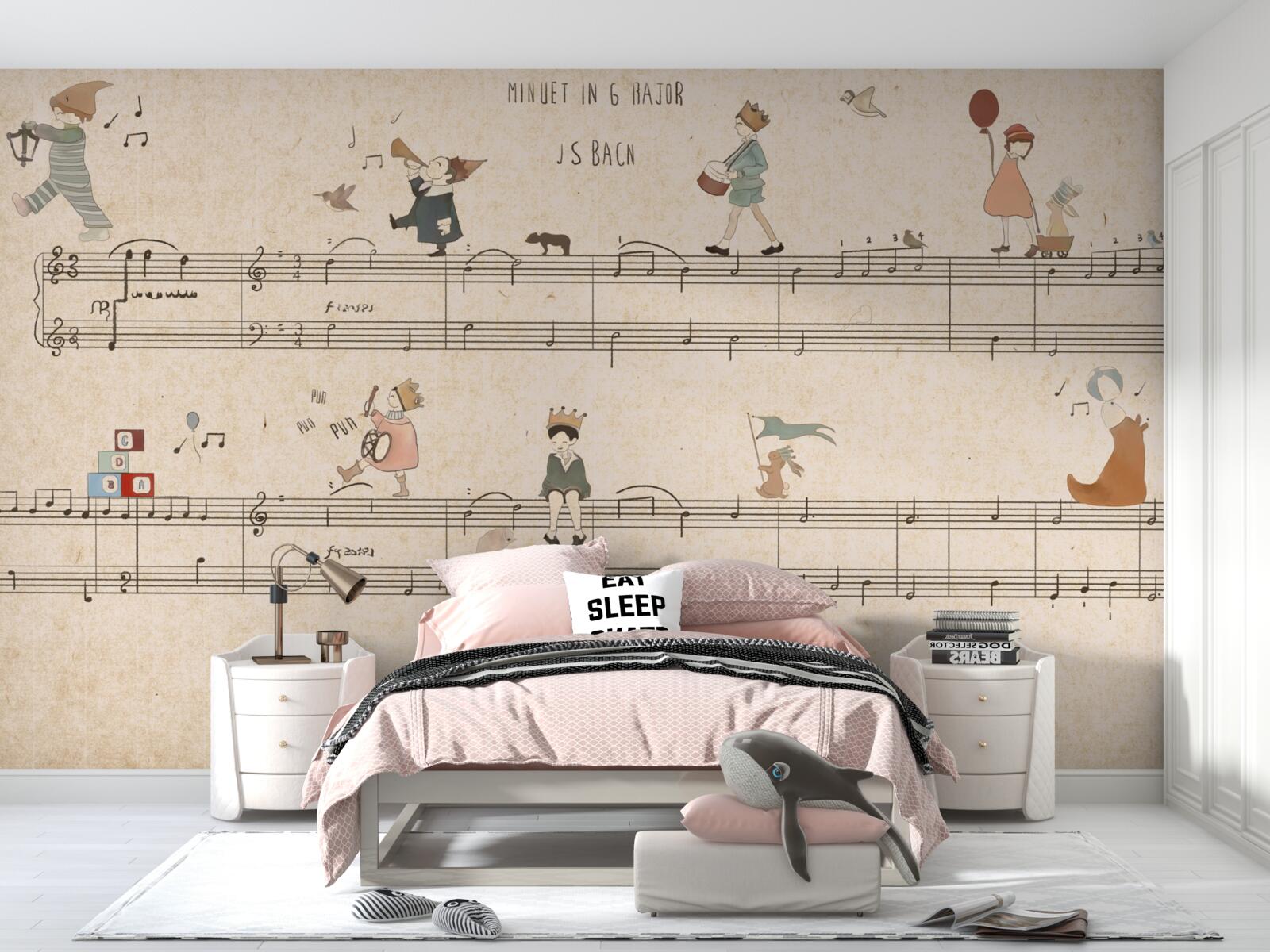 Fototapet copiii merg pe linia muzicală