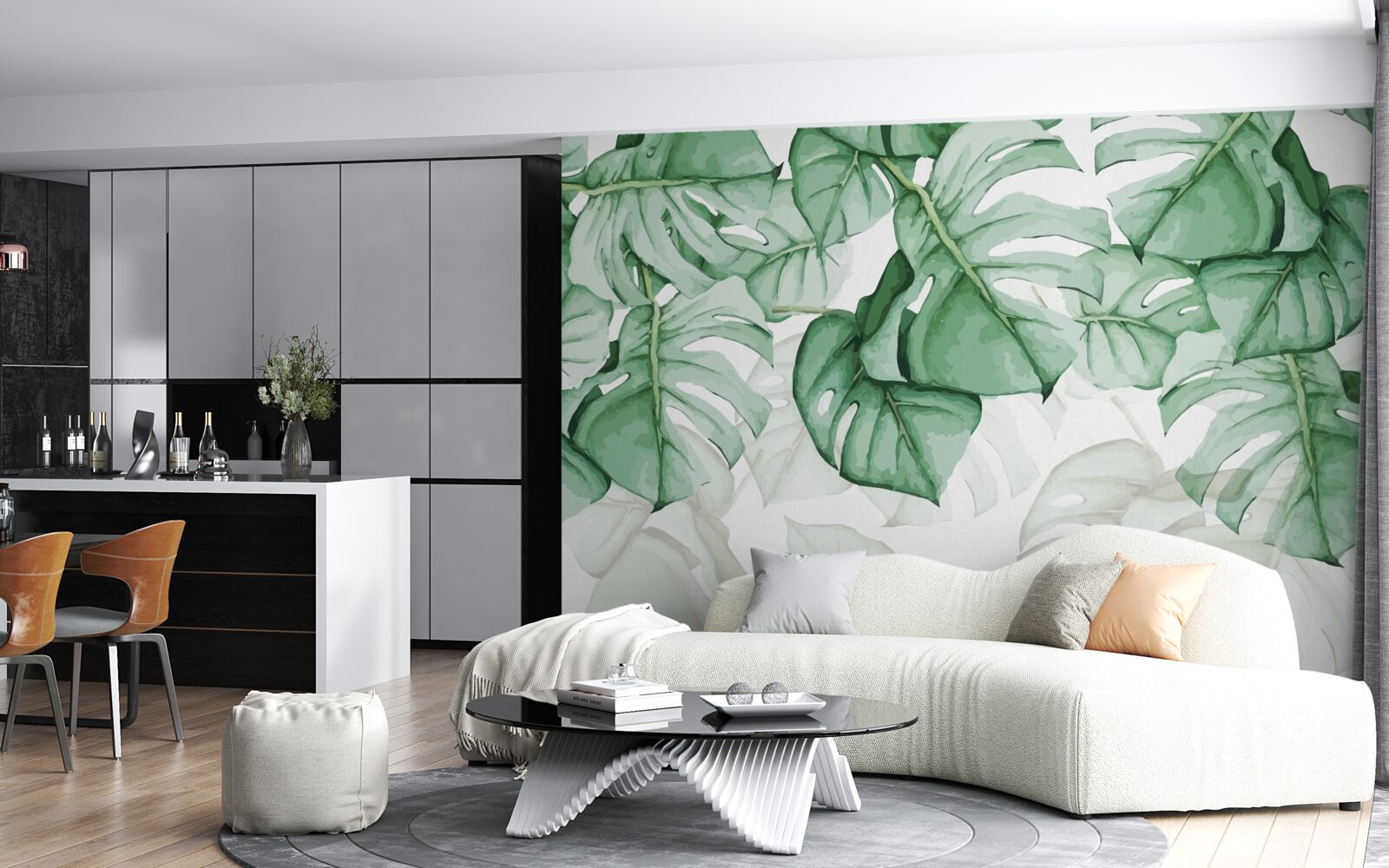 Fototapet frunze mari de smarald