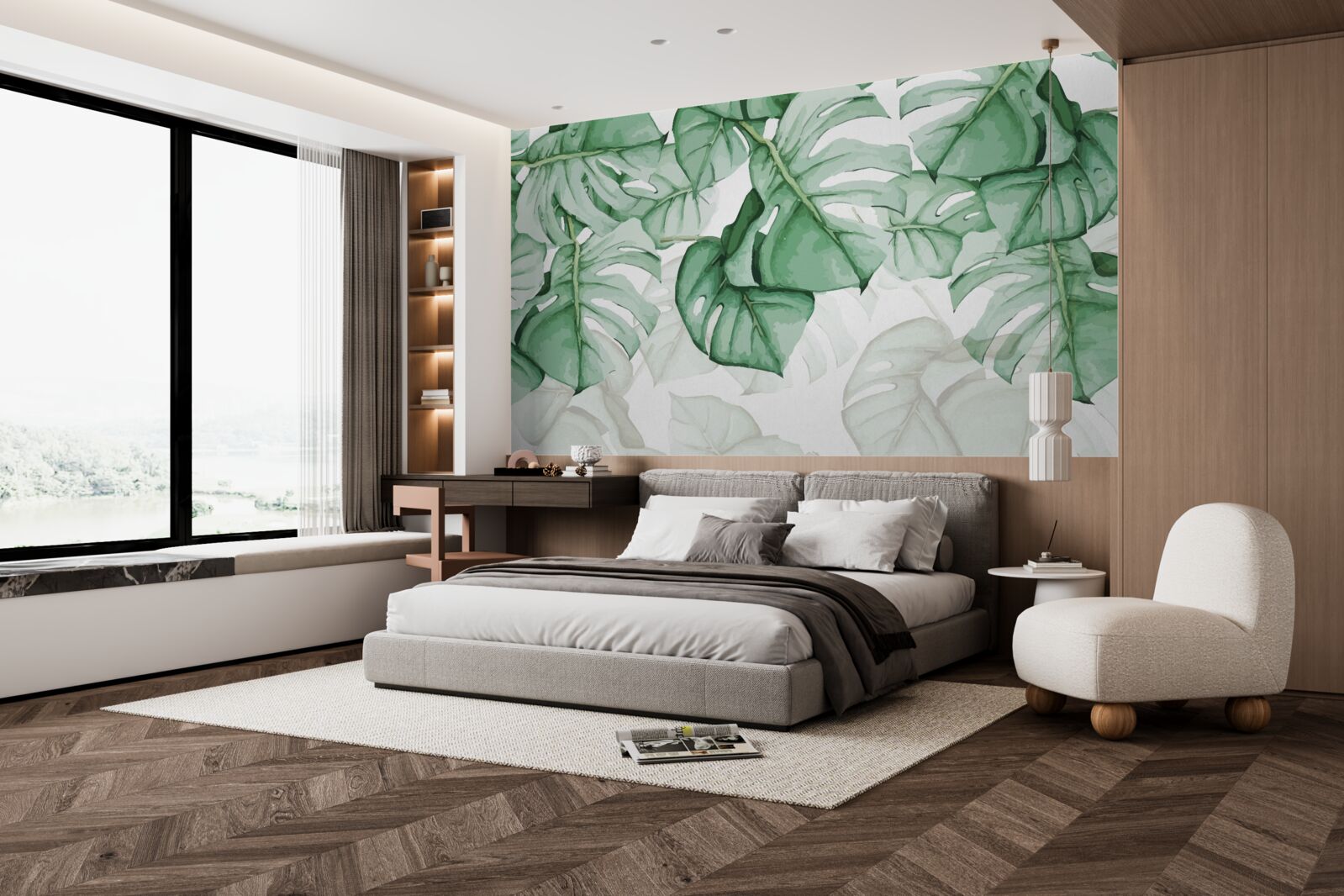 Fototapet frunze mari de smarald