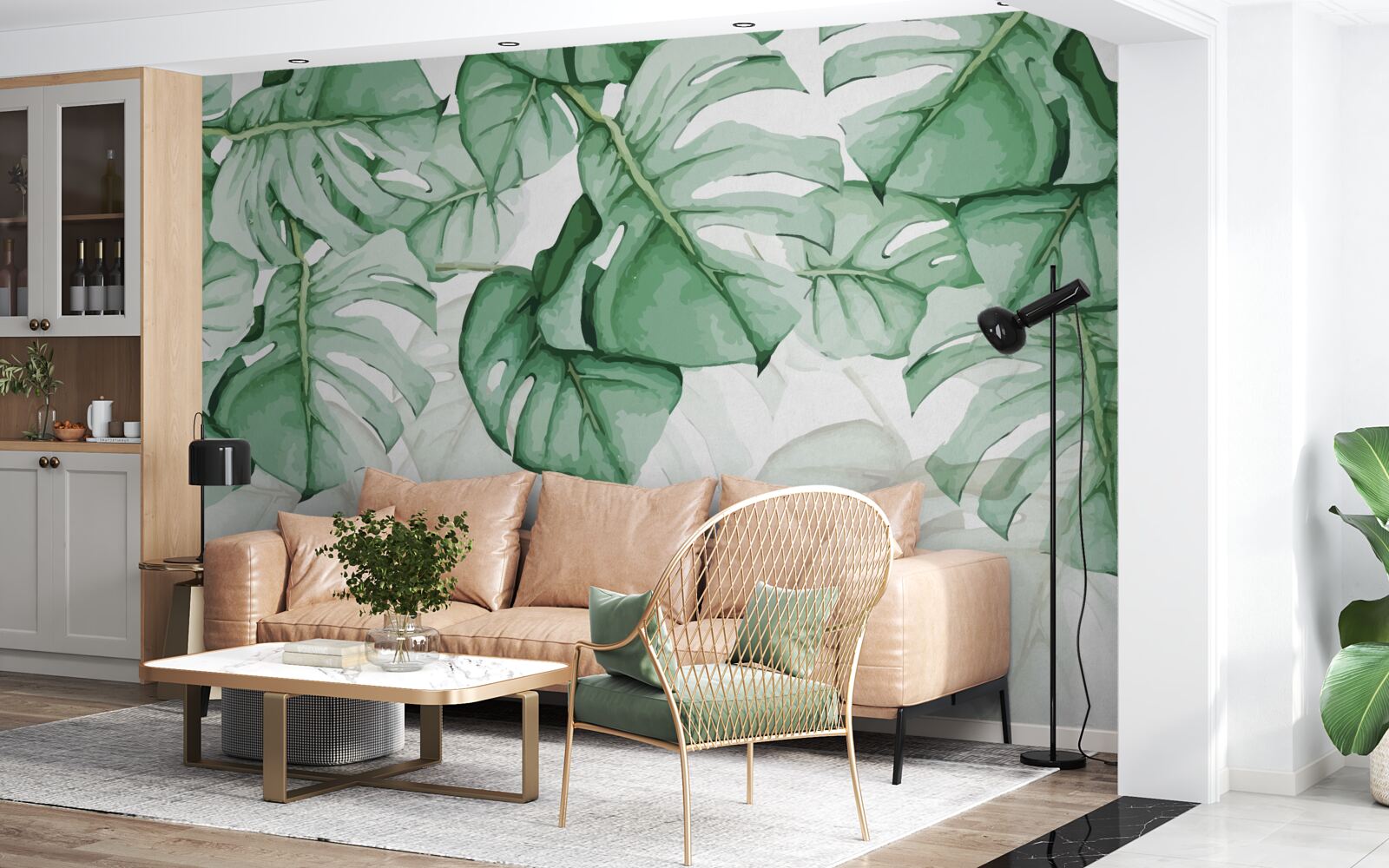 Fototapet frunze mari de smarald