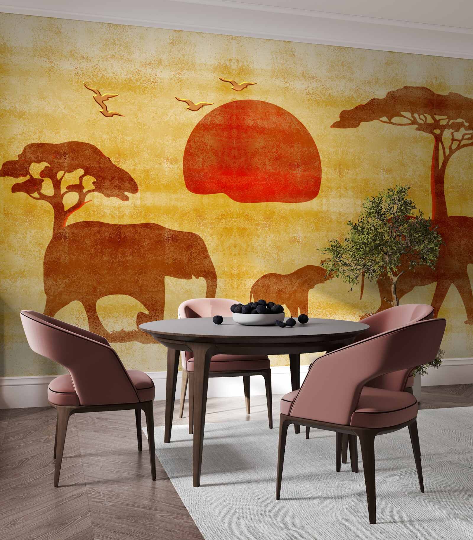 Fototapet familia elefanților africani